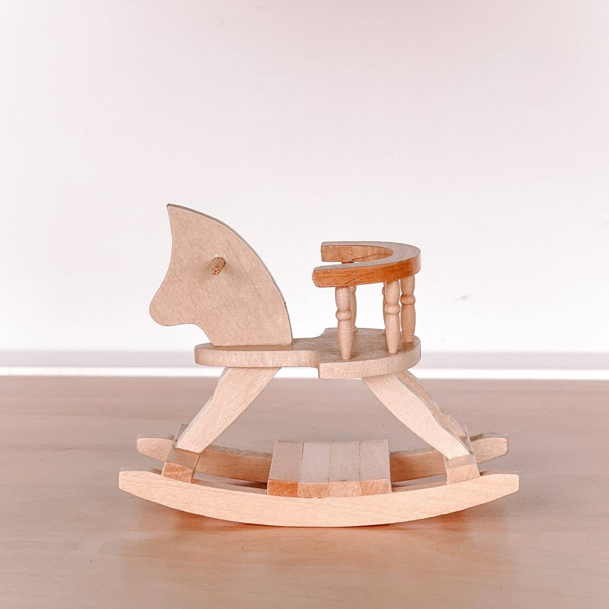 Dollhouse Rocking Horse - Natural Wood