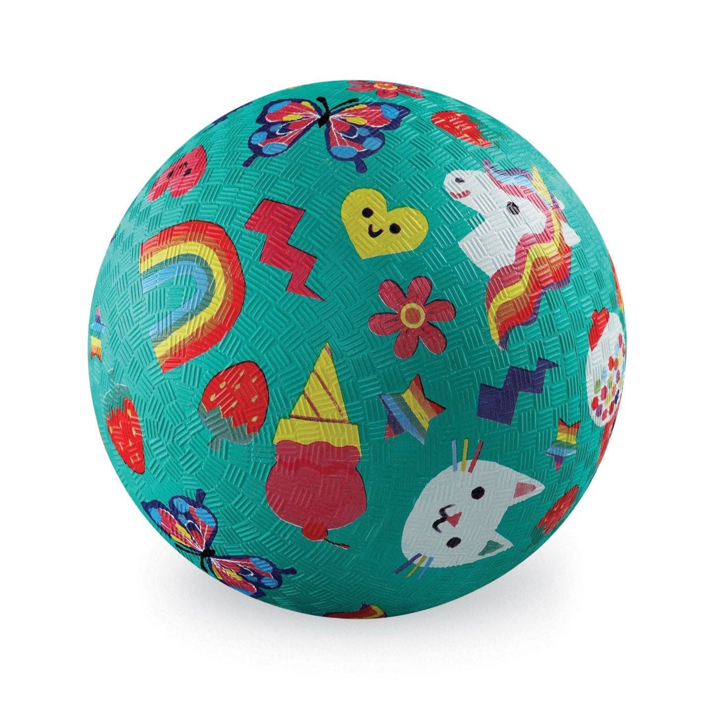 Colorful ball with various patterns on a white background