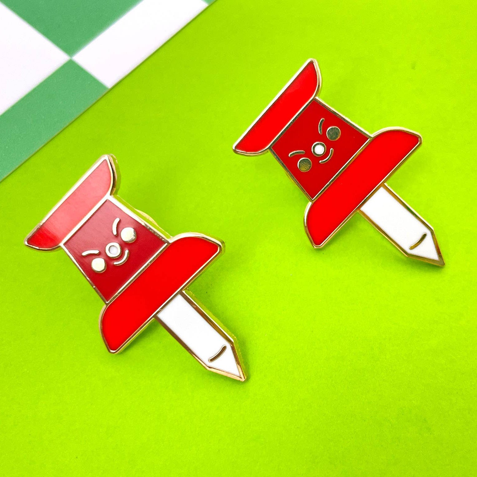 Feeling Angy Thumbtack Gold Enamel Pin | Office Supplies