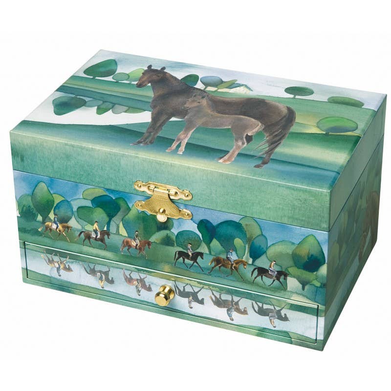 Horse Normandy Musical Jewelry Box -glow