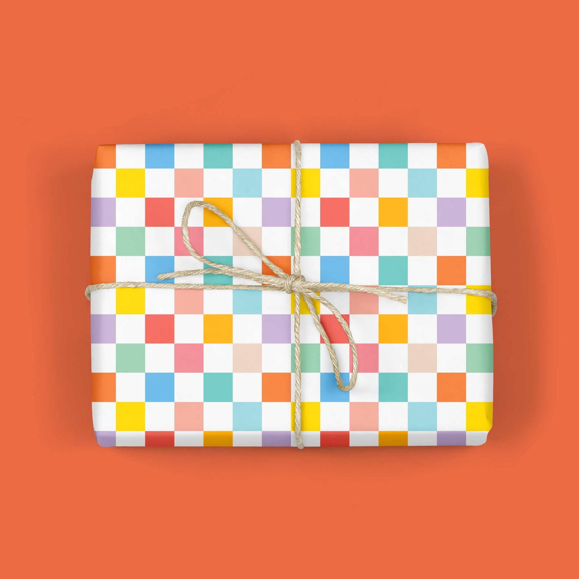 Rainbow Checkerboard Gift Wrap Sheet