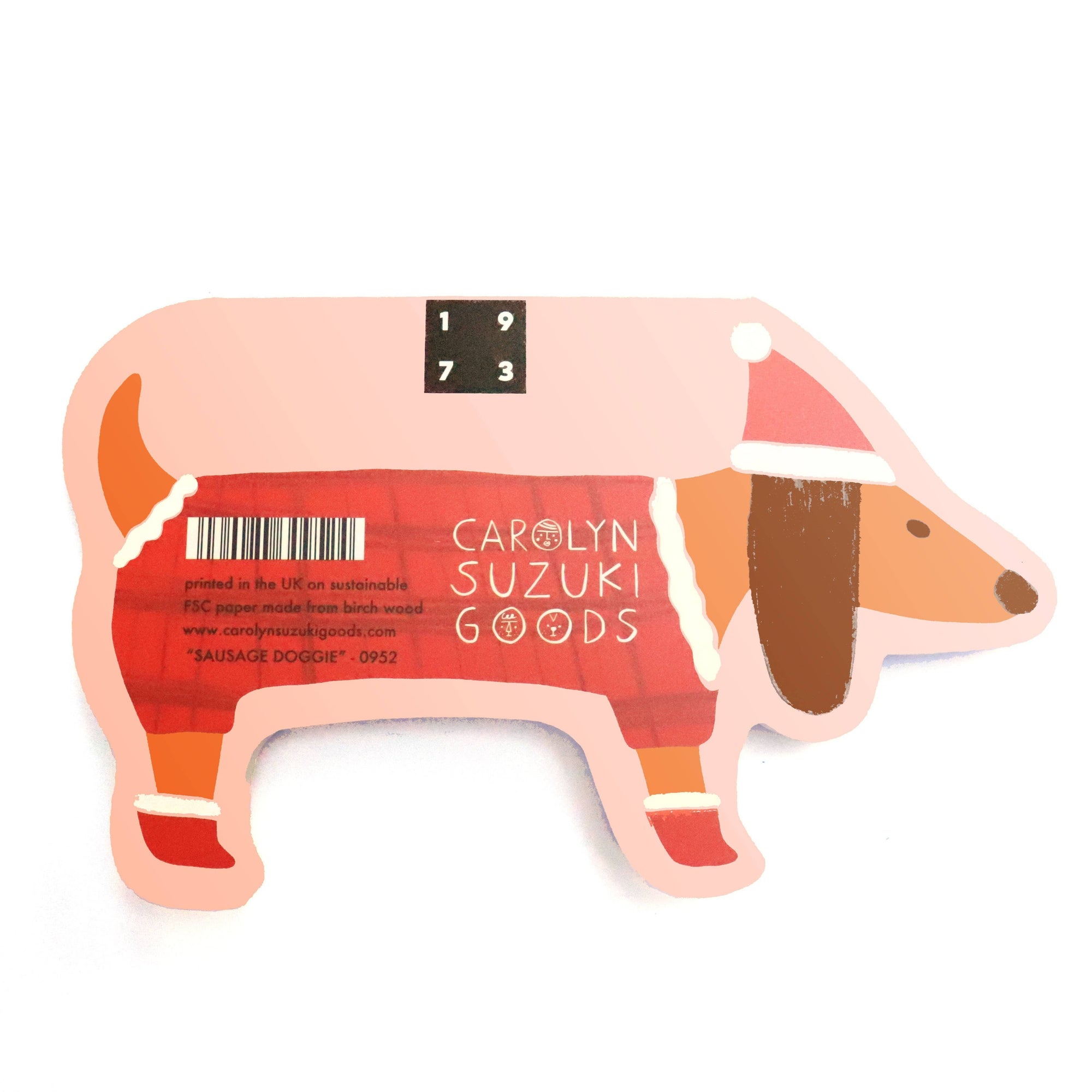 Sausage Doggie-Carolyn Suzuki - Shaped Holiday Card