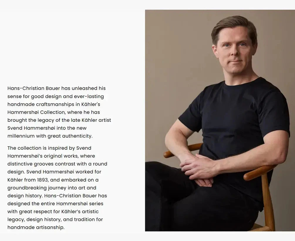 Man sitting on a chair with text about Kähler's Hammersthal Collection.