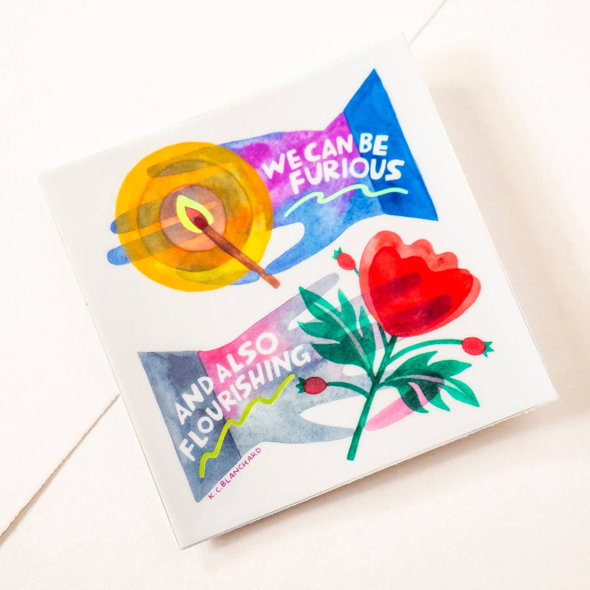 Colorful sticker set with various designs on a white background