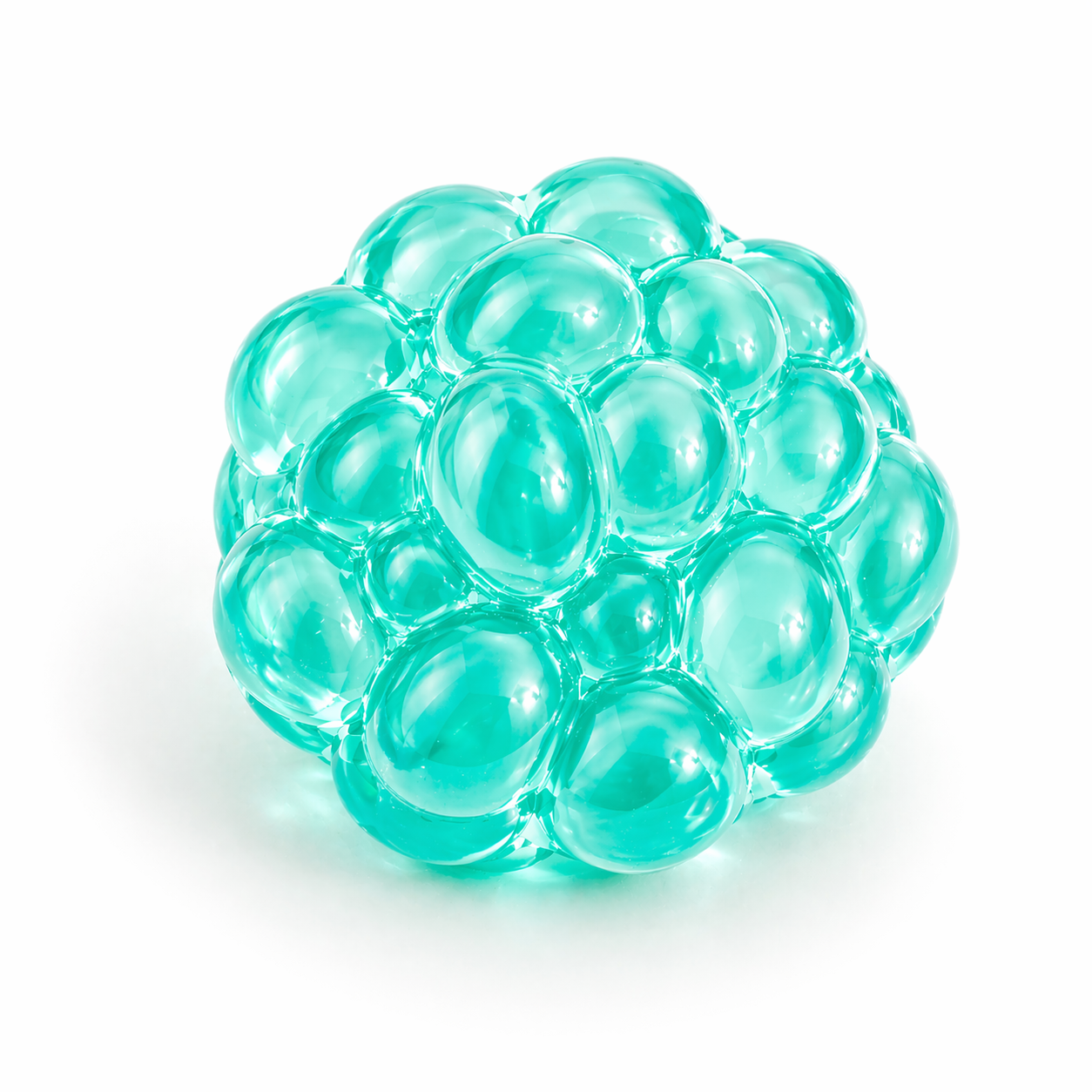 Turquoise gel bead ball on a white background