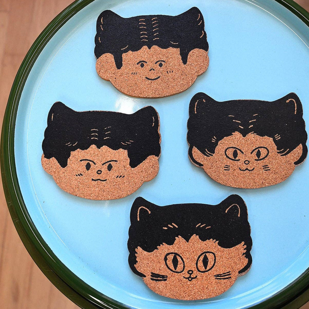 "Cat Person" Set of four cork coasters