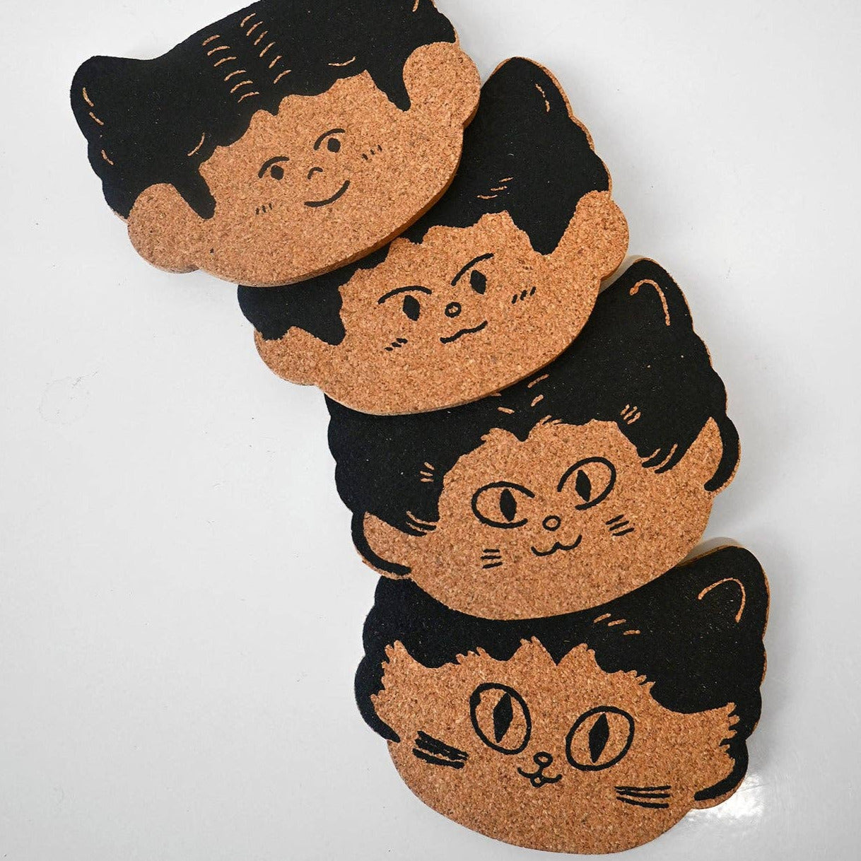 "Cat Person" Set of four cork coasters