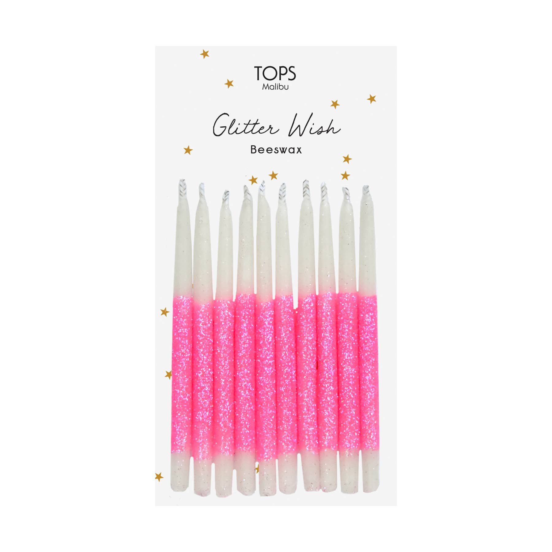 Glitter Wish 3" Beeswax Candles - Pink - Set of 10