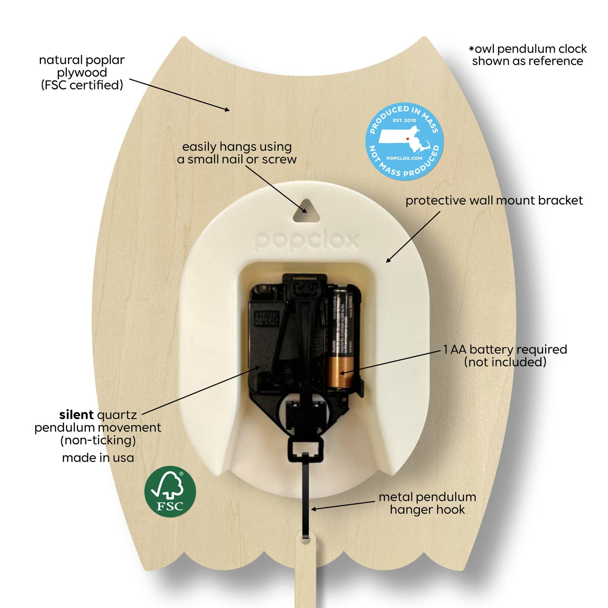 Lion Pendulum Clock - Wood