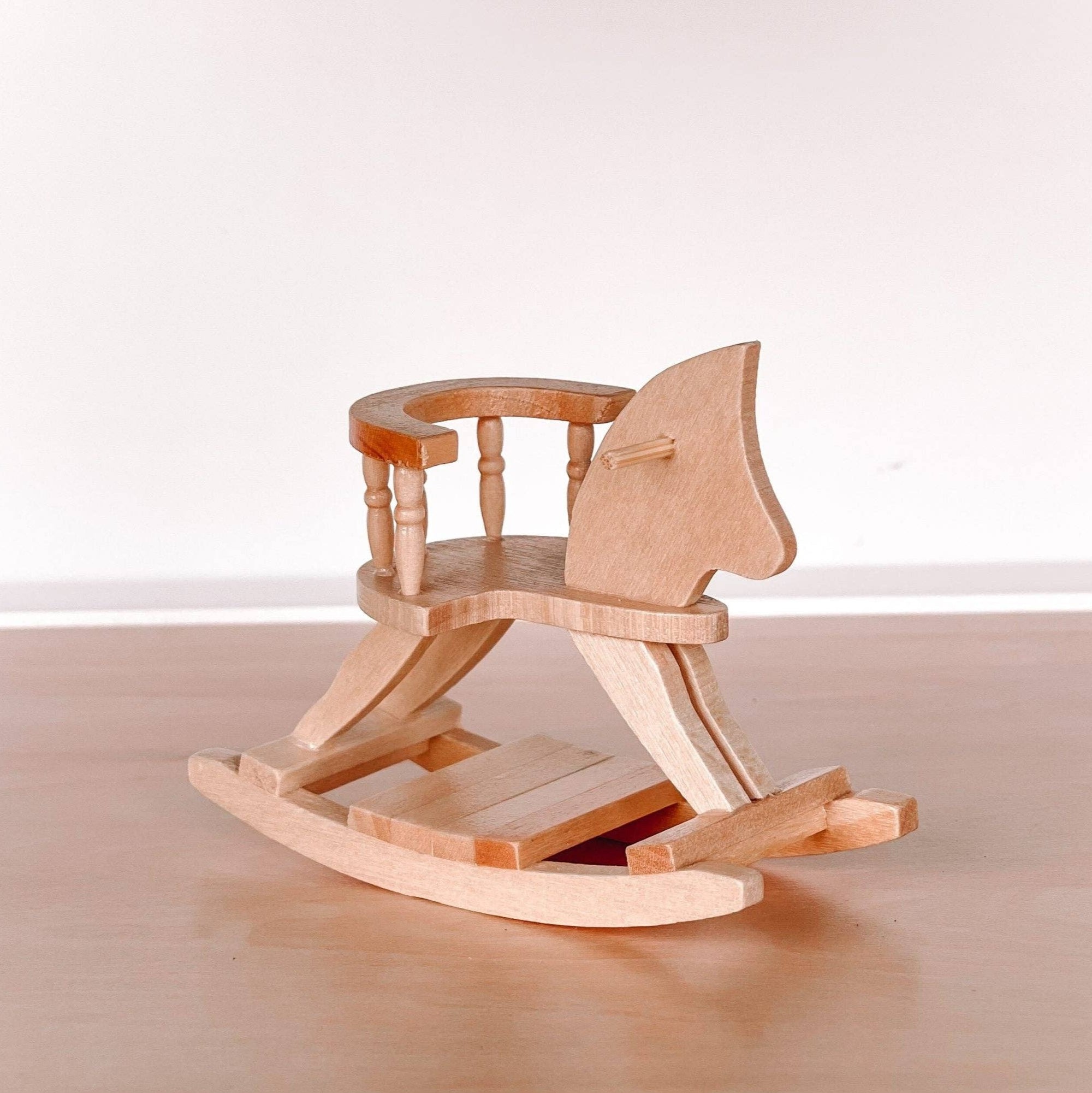 Dollhouse Rocking Horse - Natural Wood