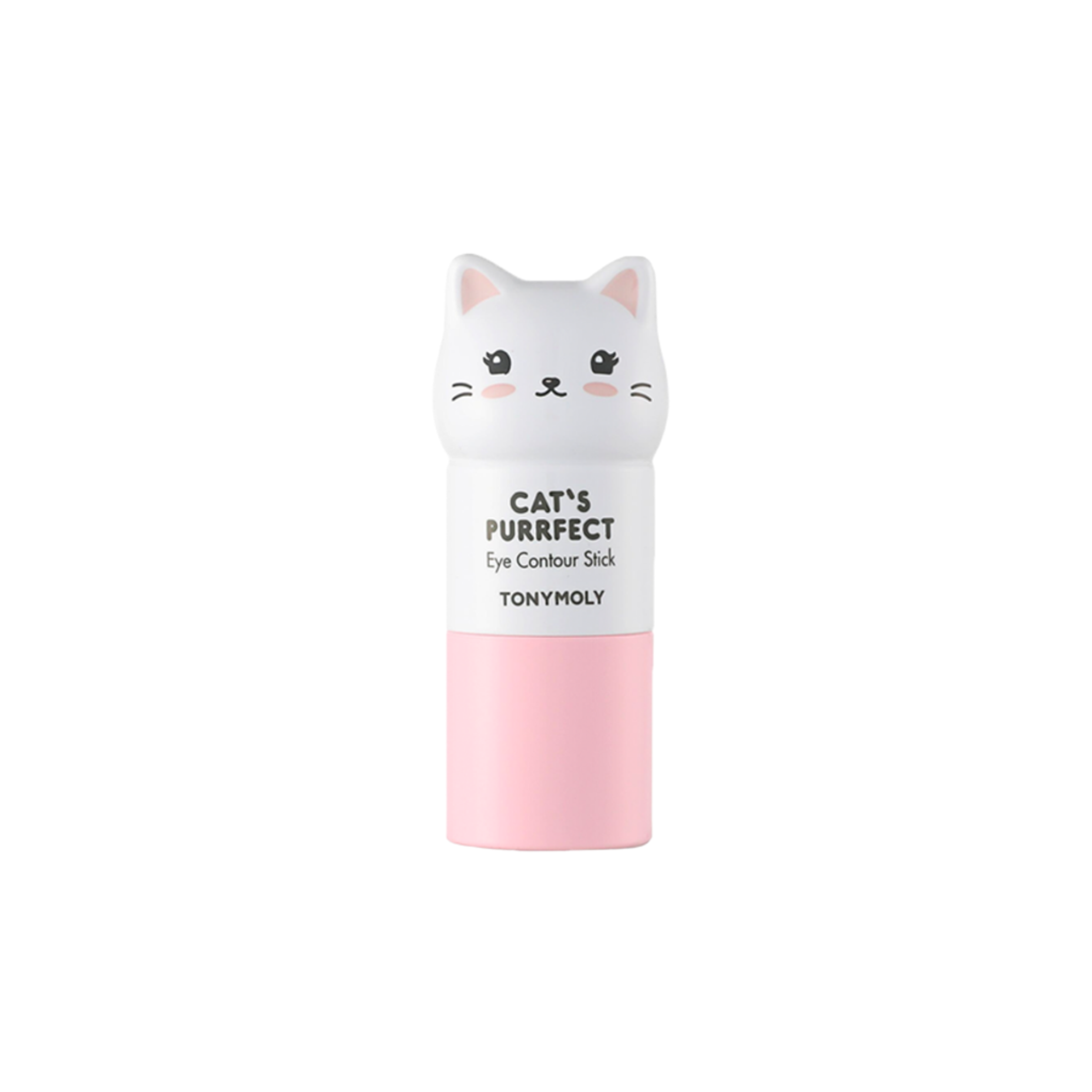 Cat-shaped eye contour stick with Tonymoly branding on a white background