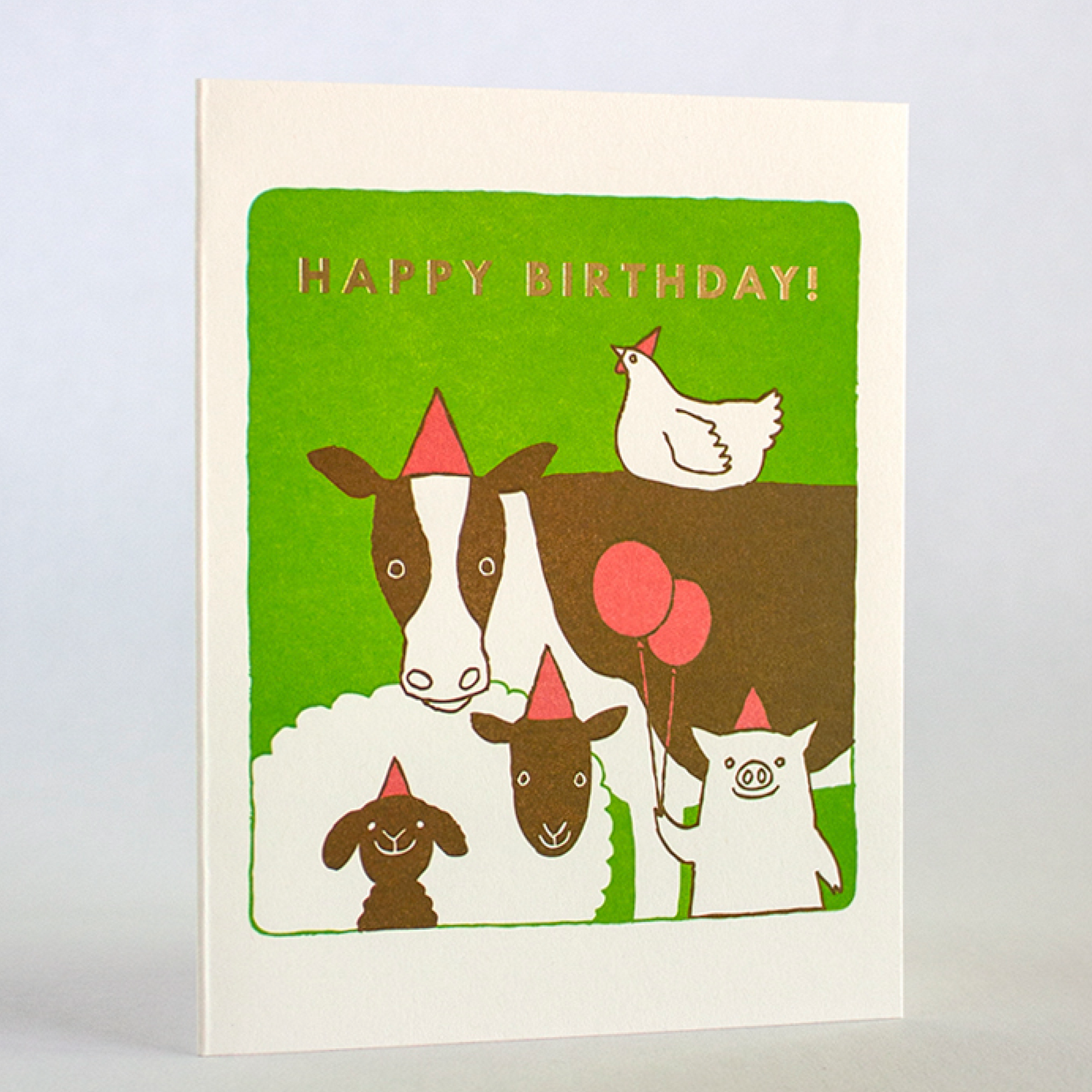 Farm Birthday Letterpress Greeting Card