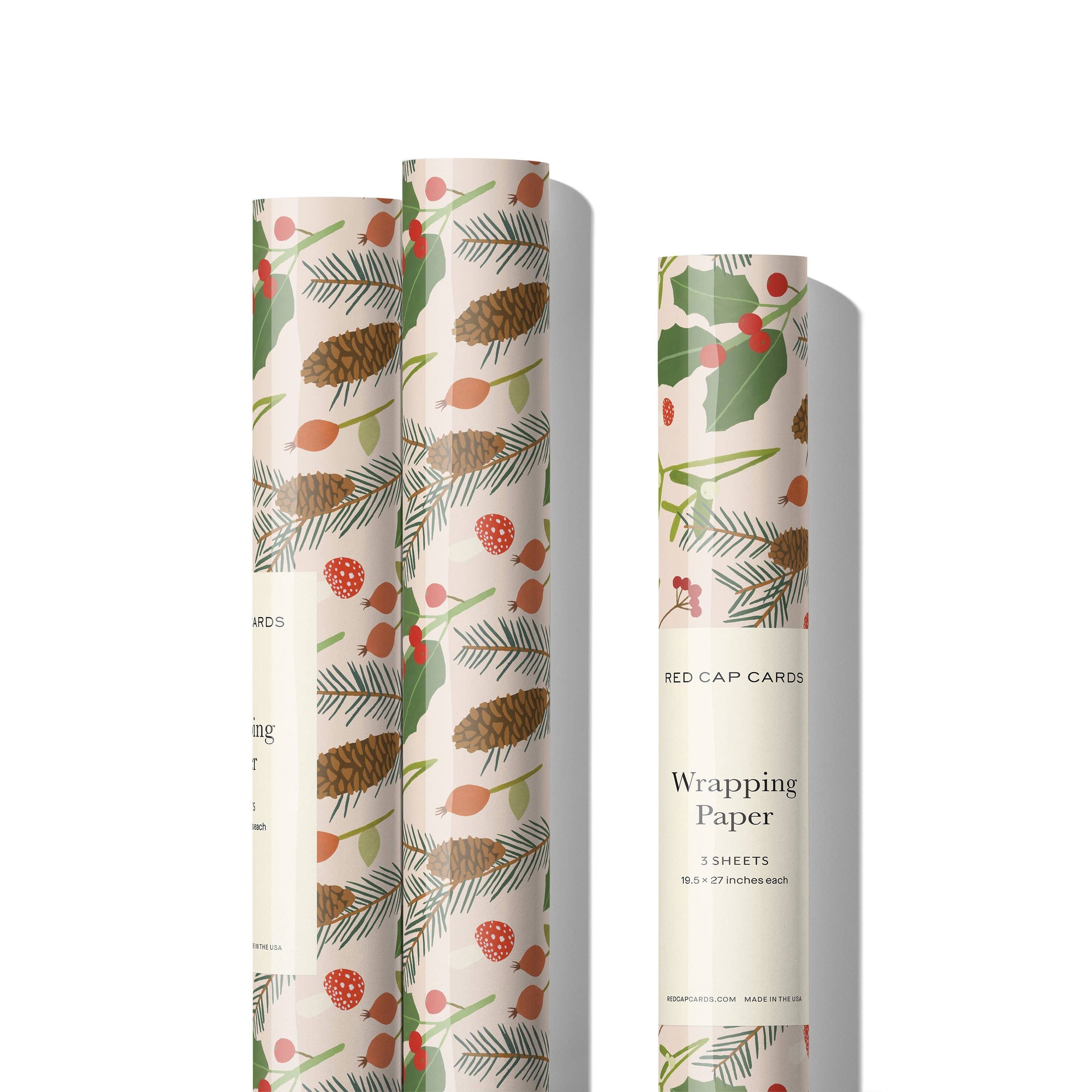 Holiday Greens wrapping paper- roll of 3 sheets