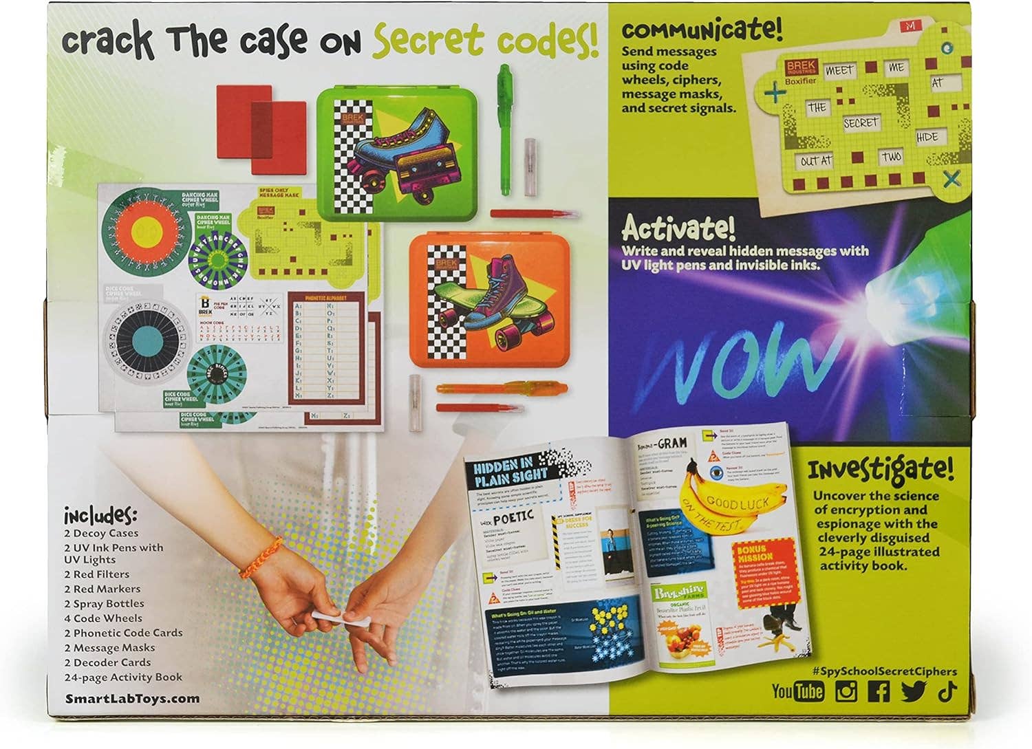 SmartLab Toys code cracking kit packaging with various components and text on a white background