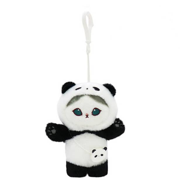 Plush panda toy with a white background