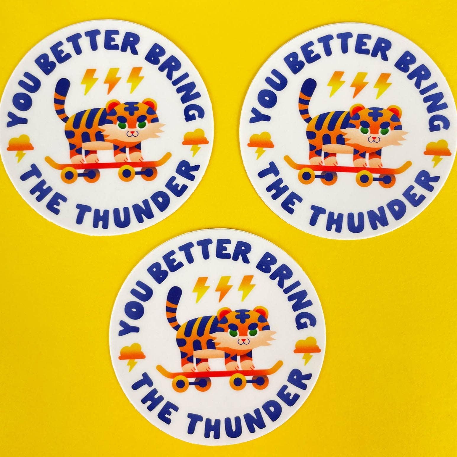 Bring The Thunder Sticker for Cat Lovers and Skateboarders