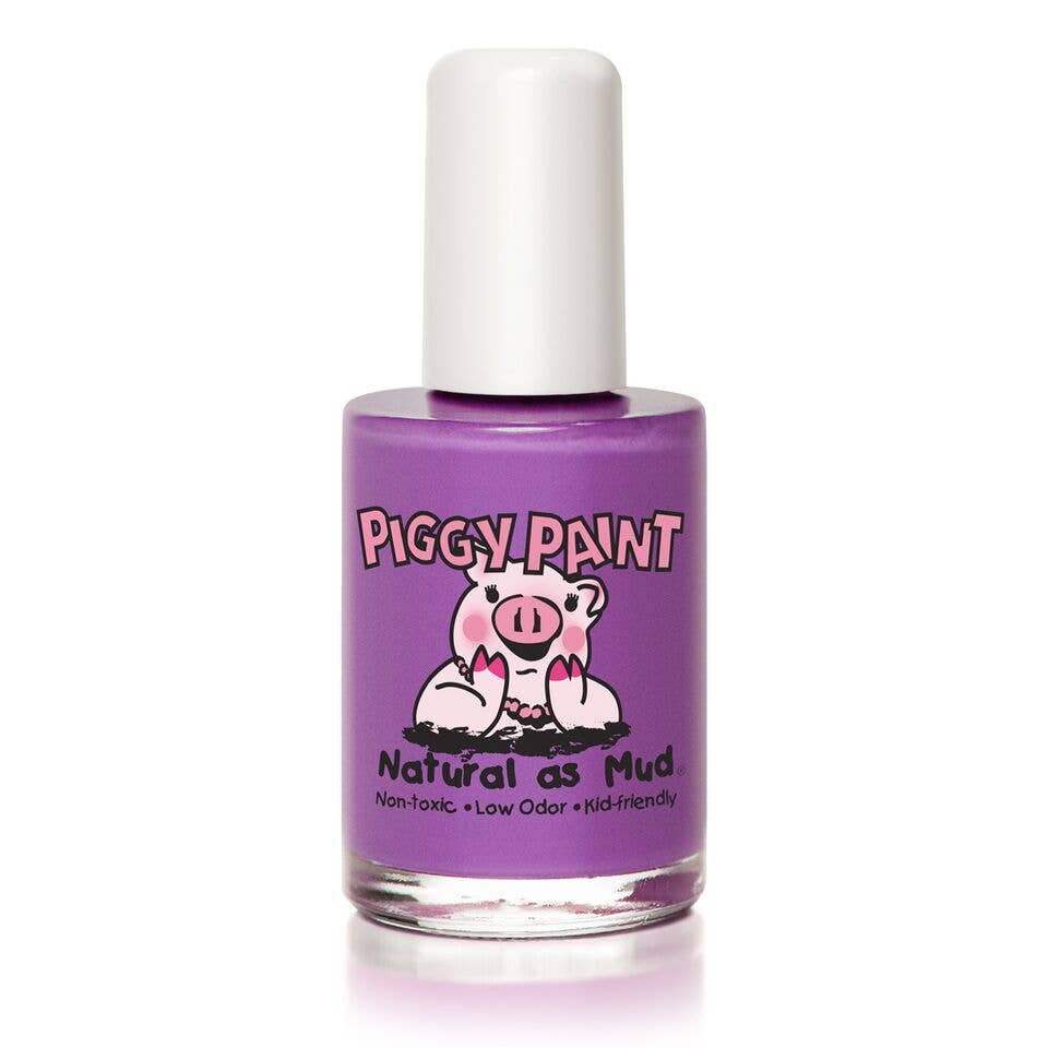Purple bottle of Piggy Paint with a white cap on a white background