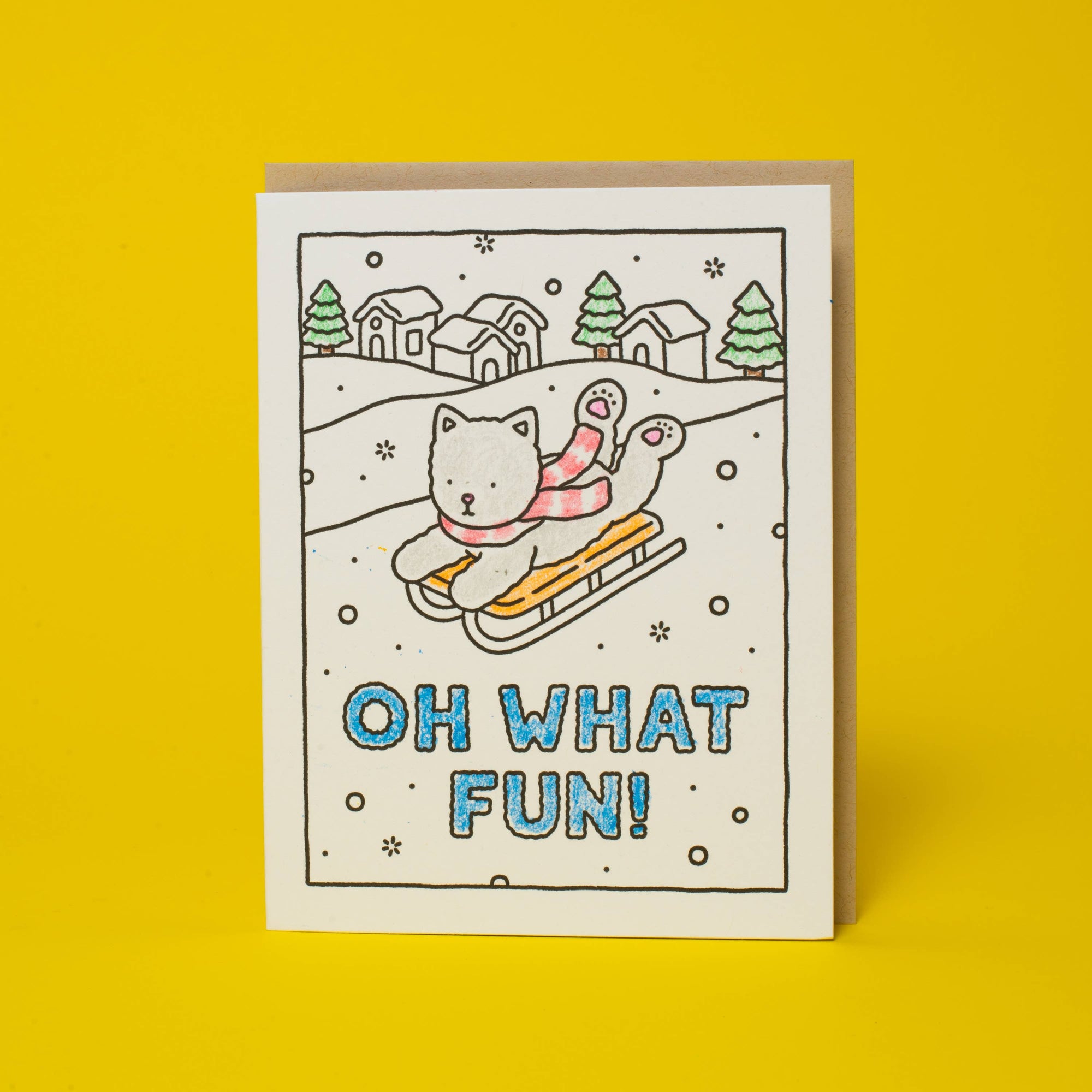 Oh What Fun Sled Holiday Coloring Card by Bobbie Goods 
