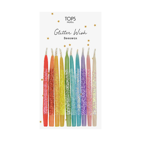 Glitter Wish Candles Beeswax Rainbow 3"