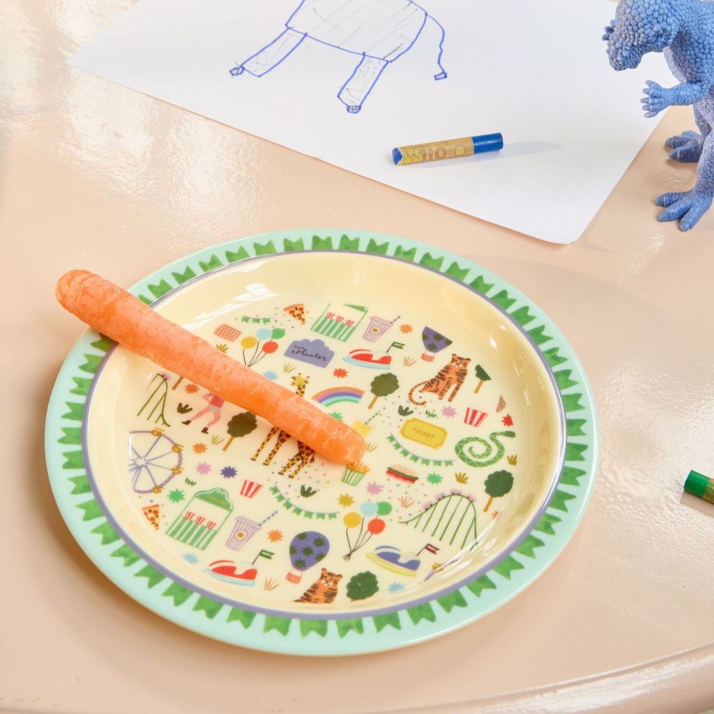 Melamine Kids Plate - Fun Fair Mint Print