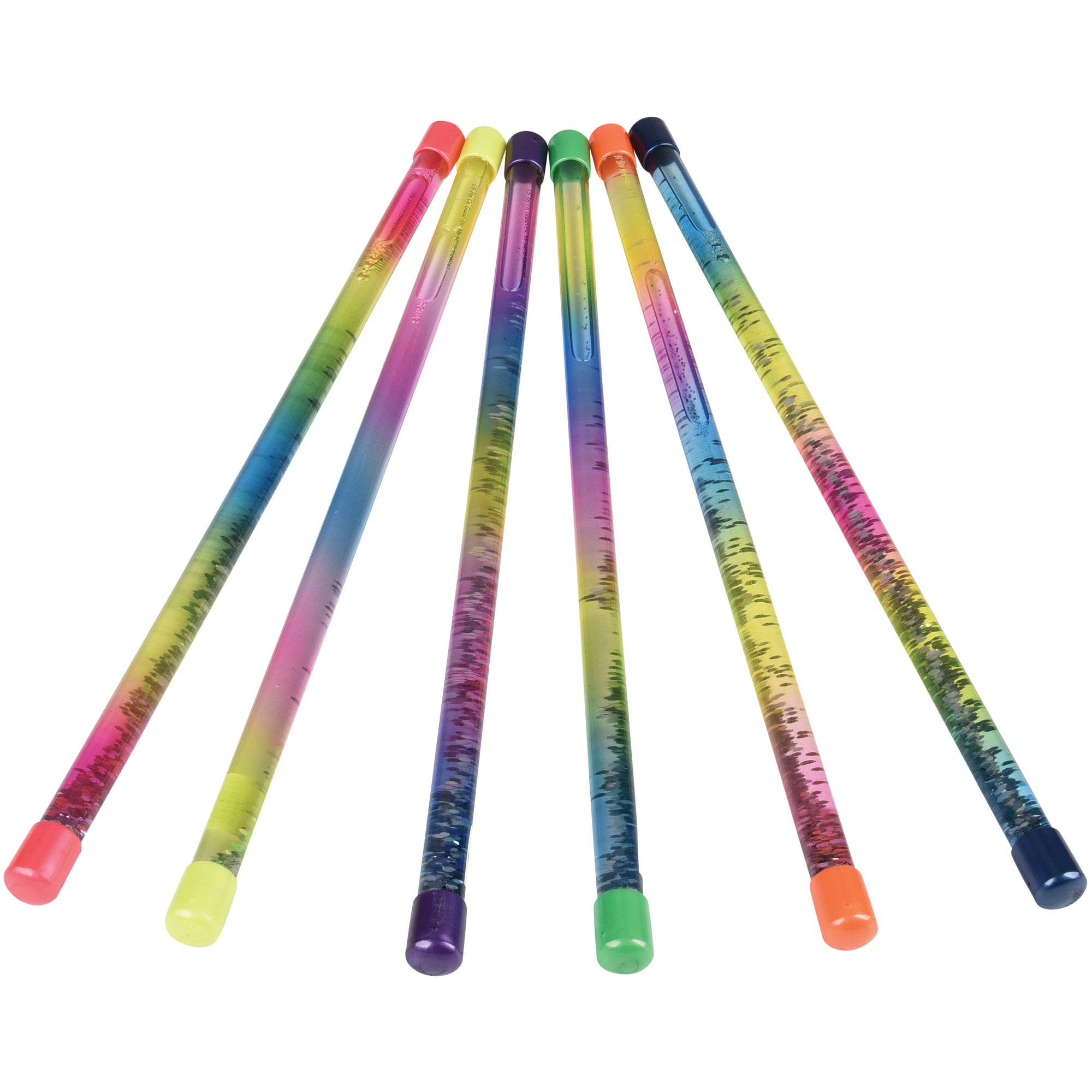 Set of colorful glow sticks with gradient patterns on a white background