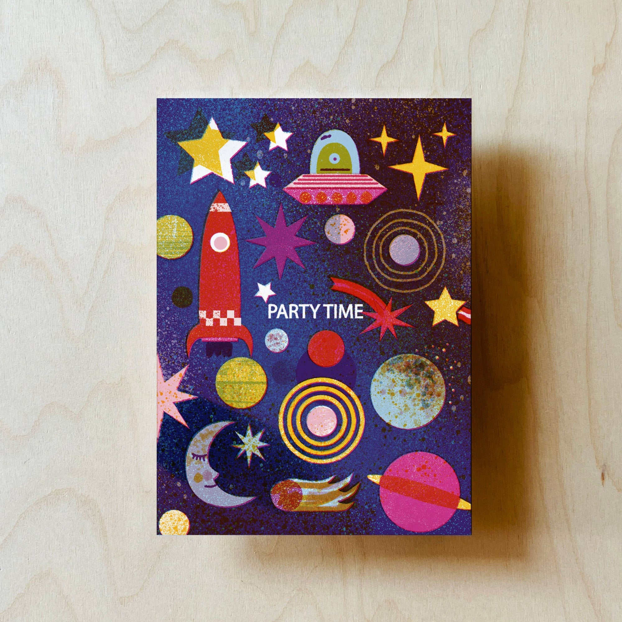 Outer Space Party Postcard -Barbara Dziadosz