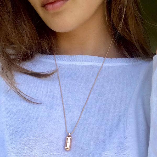 Wish Capsule Necklace with 3-Paper Scrolls - Gold Capsule