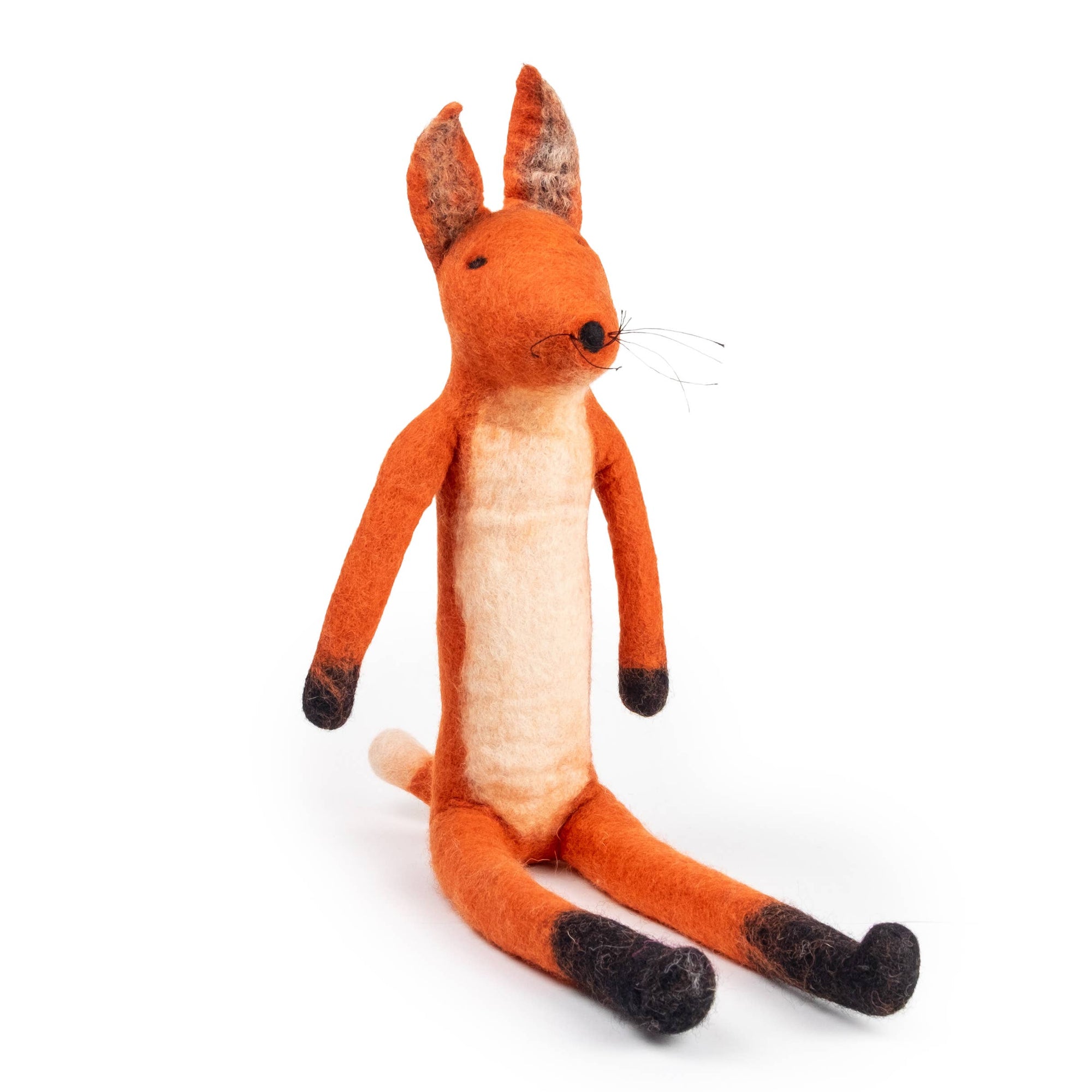 Stuffed fox toy on a white background