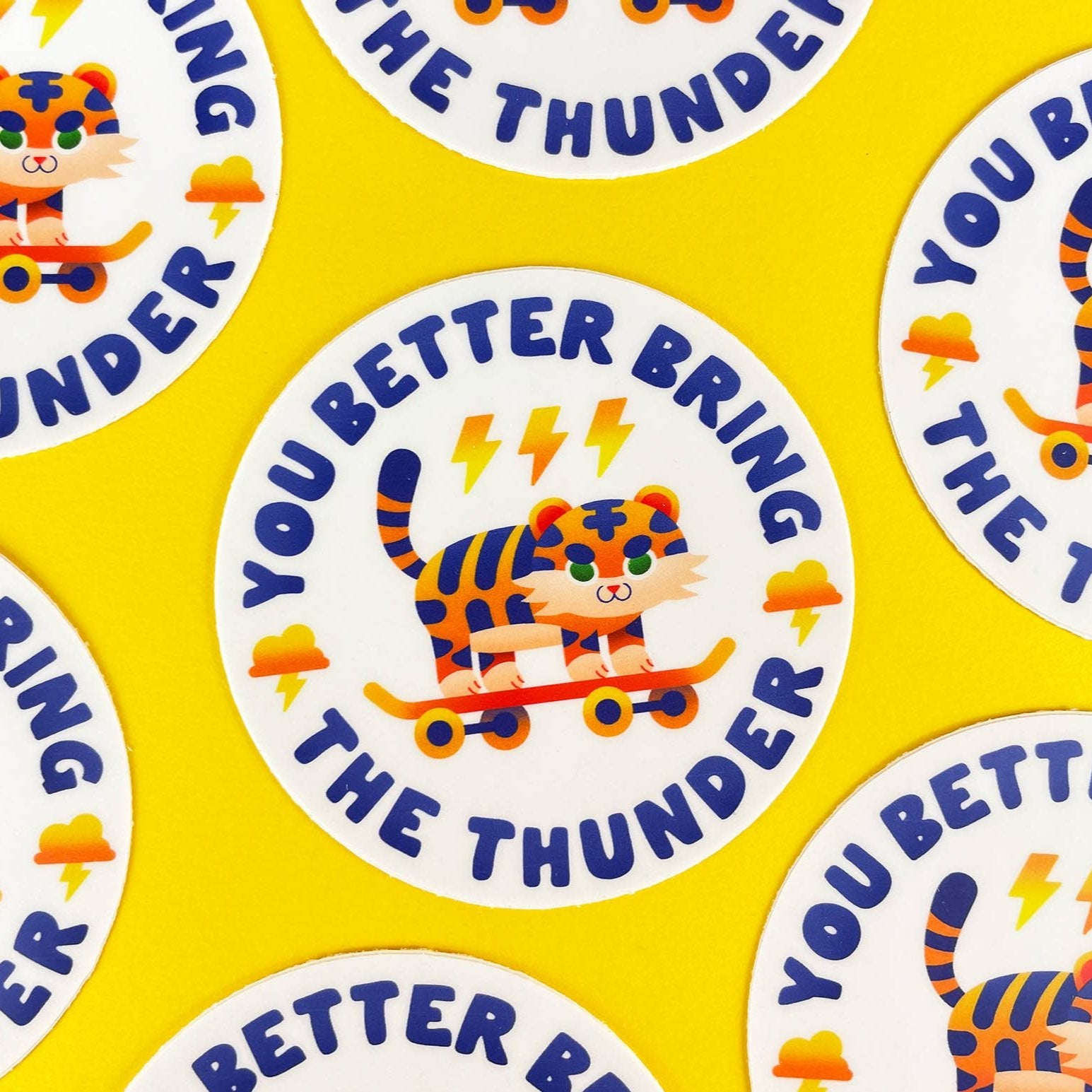 Bring The Thunder Sticker for Cat Lovers and Skateboarders