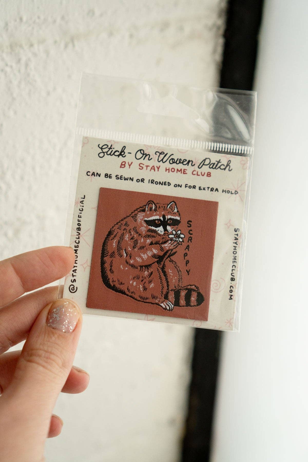 Scrappy Raccoon - Woven Sticky Patch