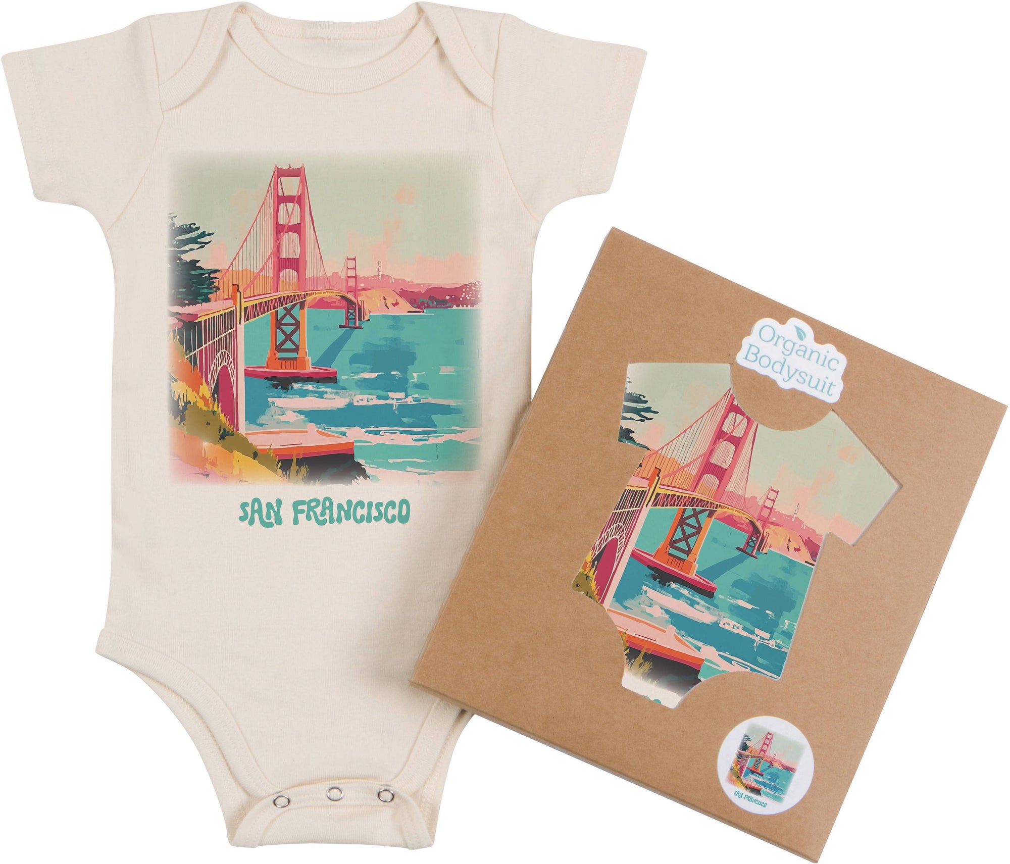 Organic San Francisco Watercolor Landscape Onesie