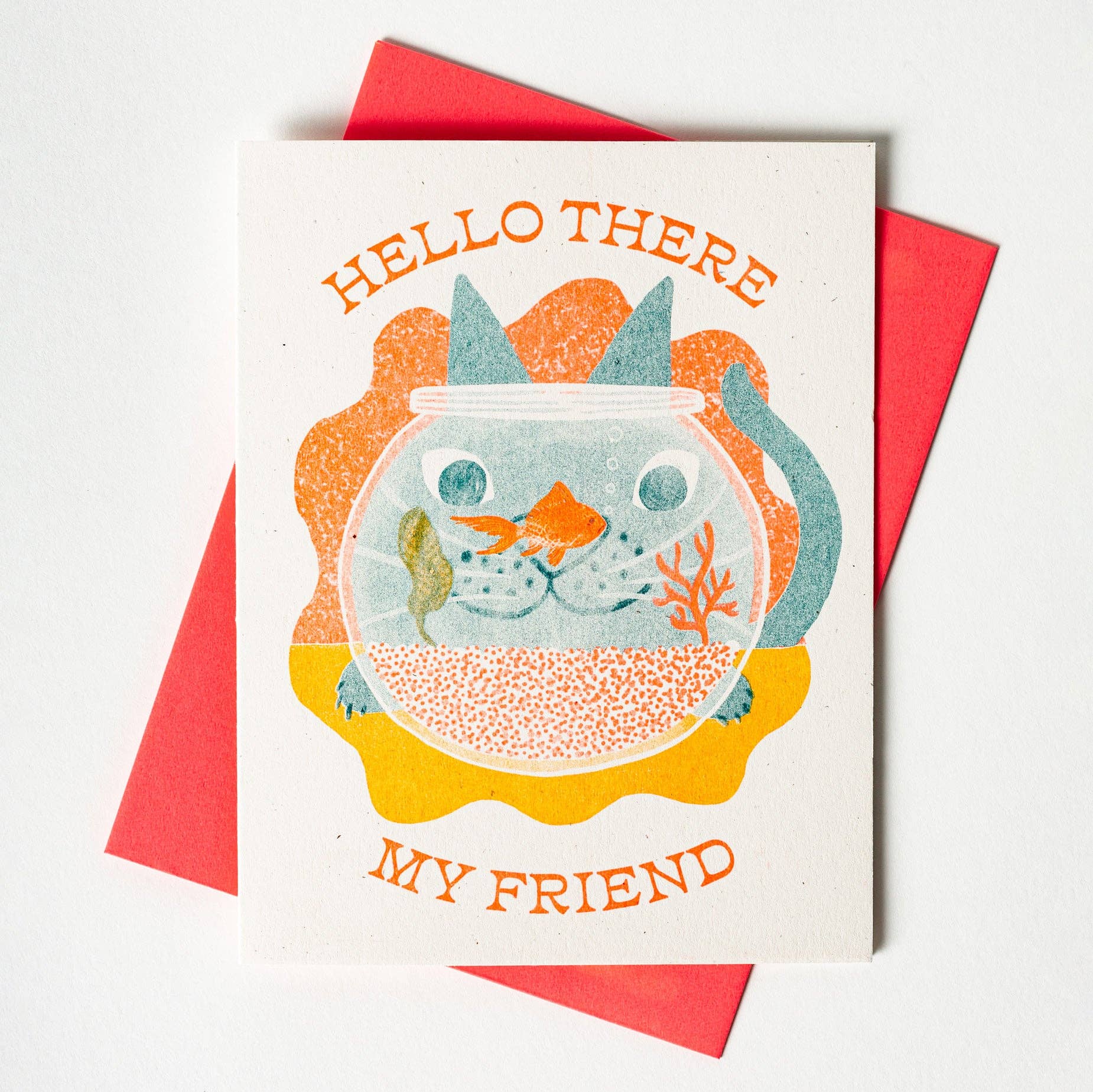 Hello There My Friend - Risograph Greeting Card -hello