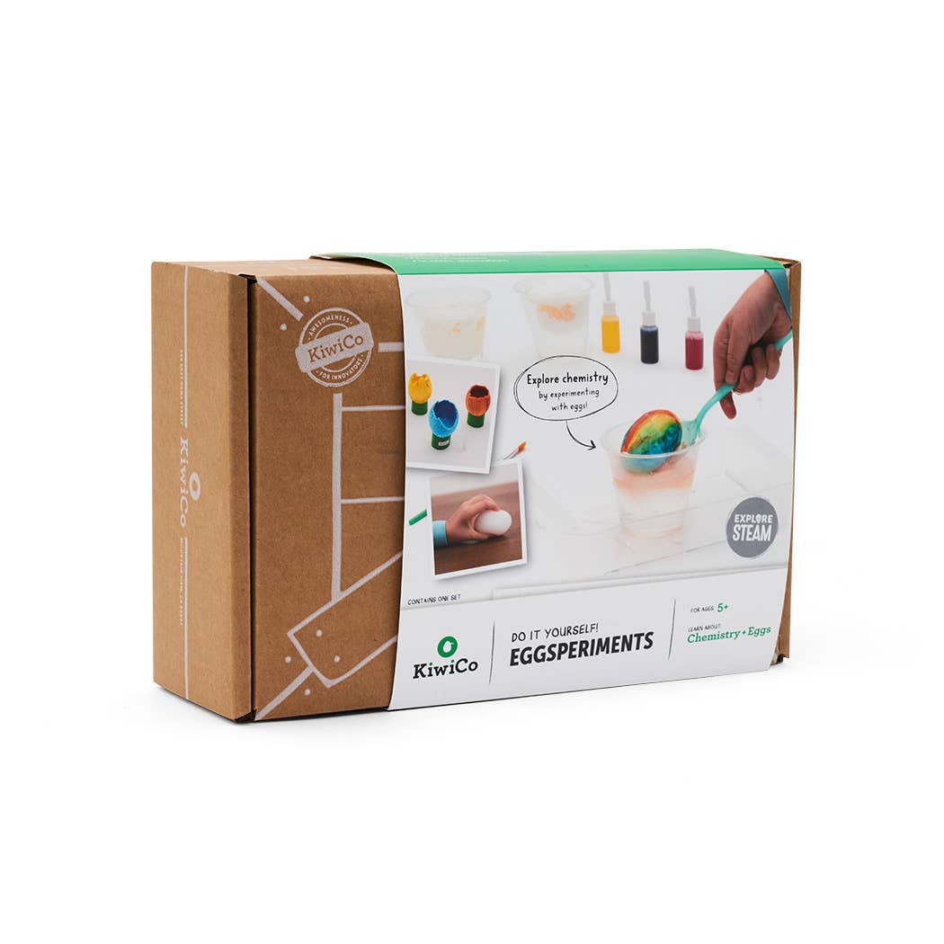 KiwiCo Eggsperiments kit packaging on a white background