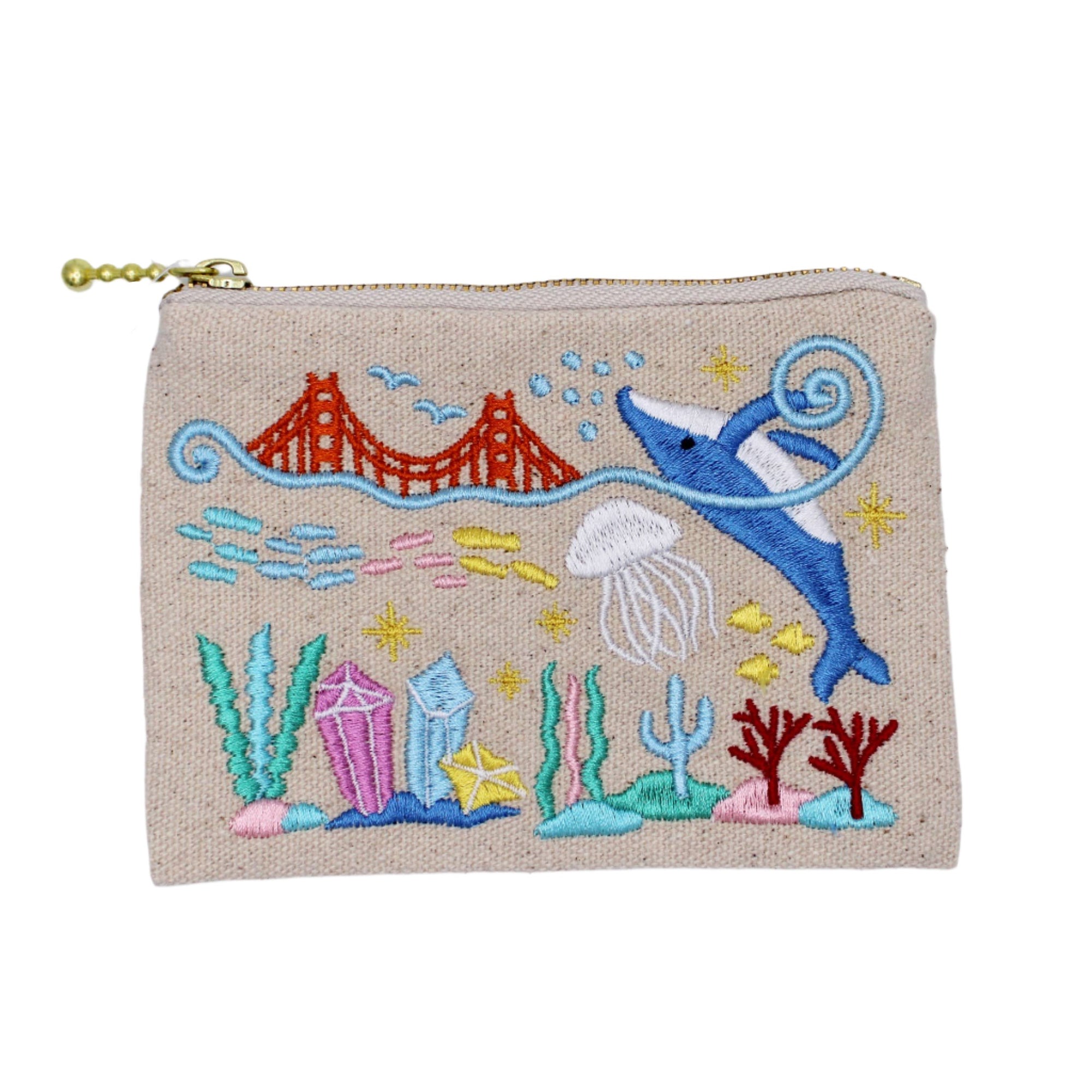 Embroidered San Francisco Sea Life Coin Purse