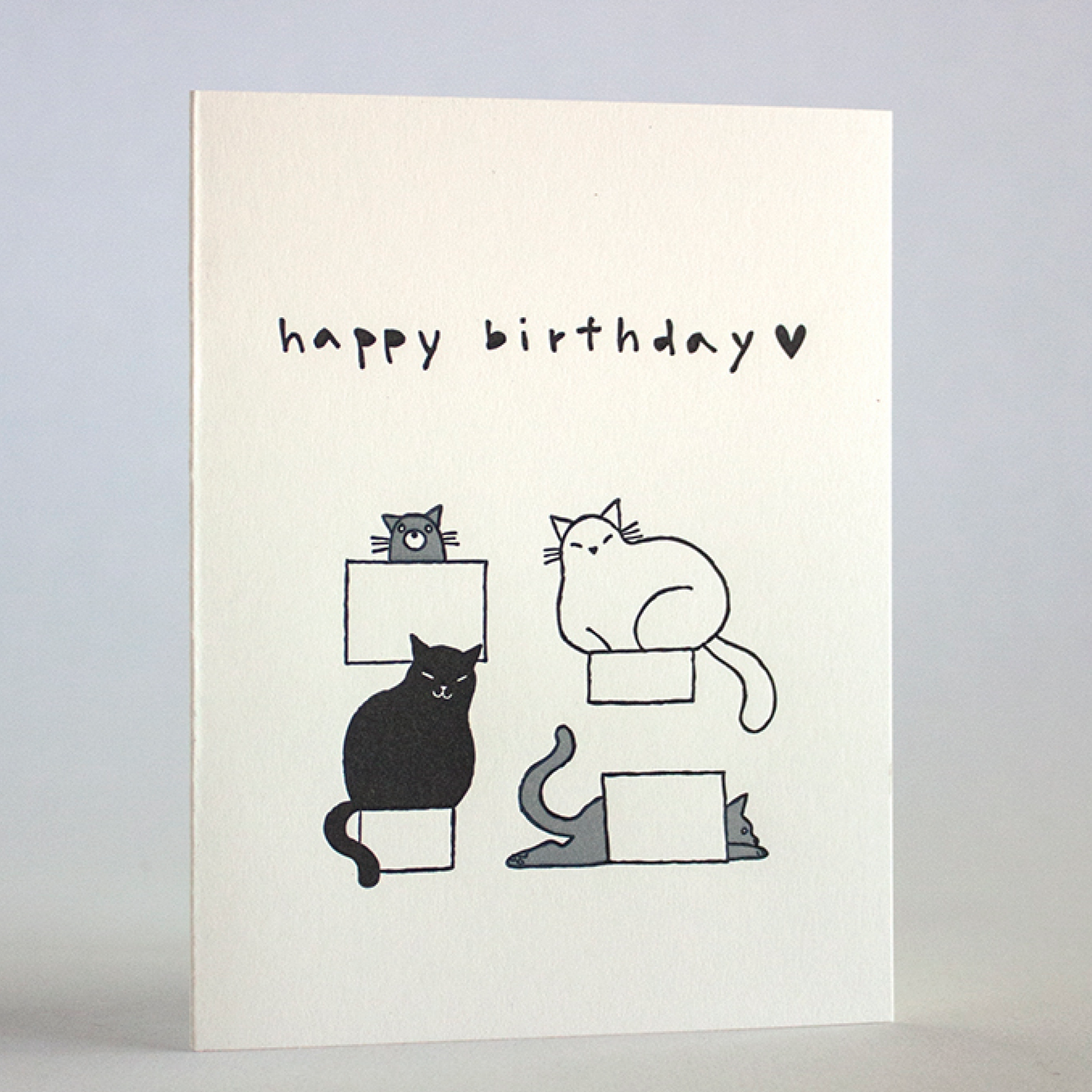 Cat Boxes Birthday Letterpress Card
