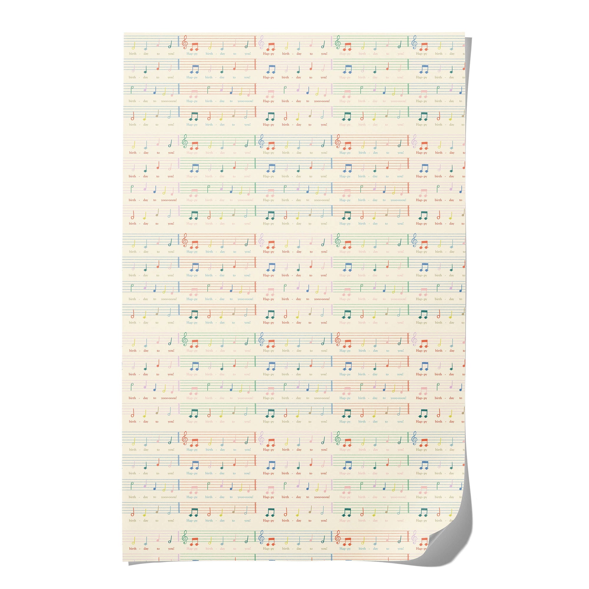 Blanket with colorful music note pattern on a white background