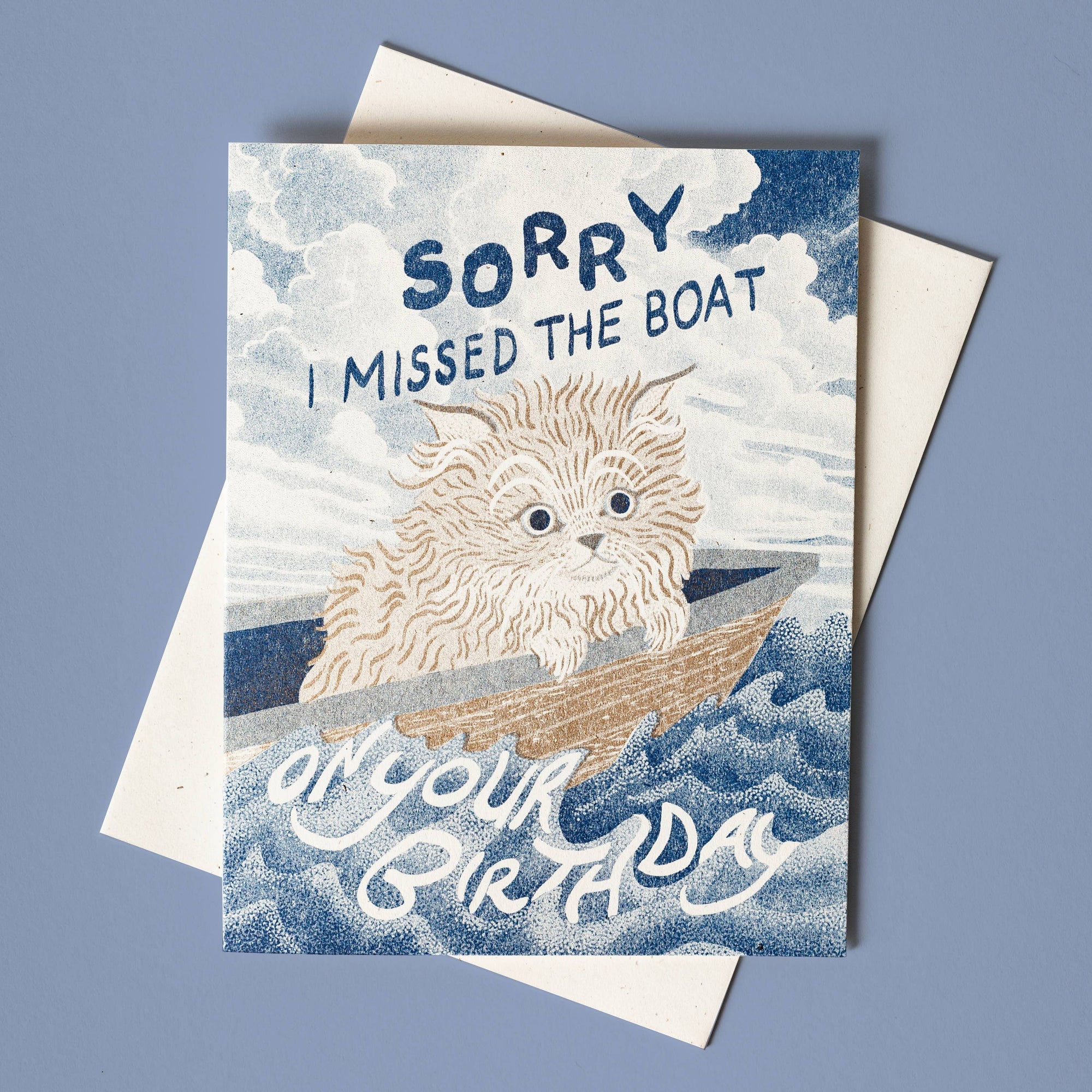 Missed the Boat Birthday Cat - Risograph Card -birthday