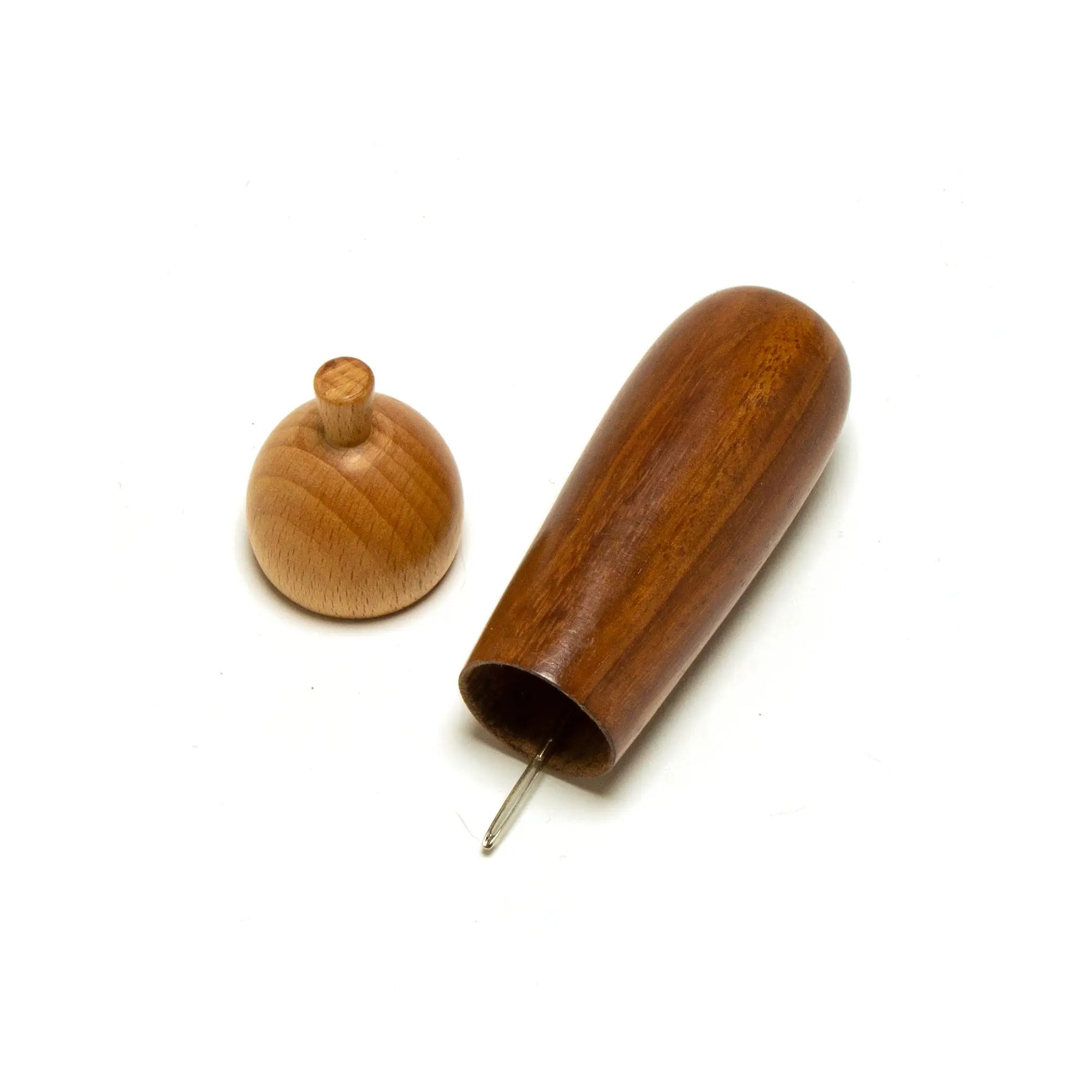 Two wooden items on a white background