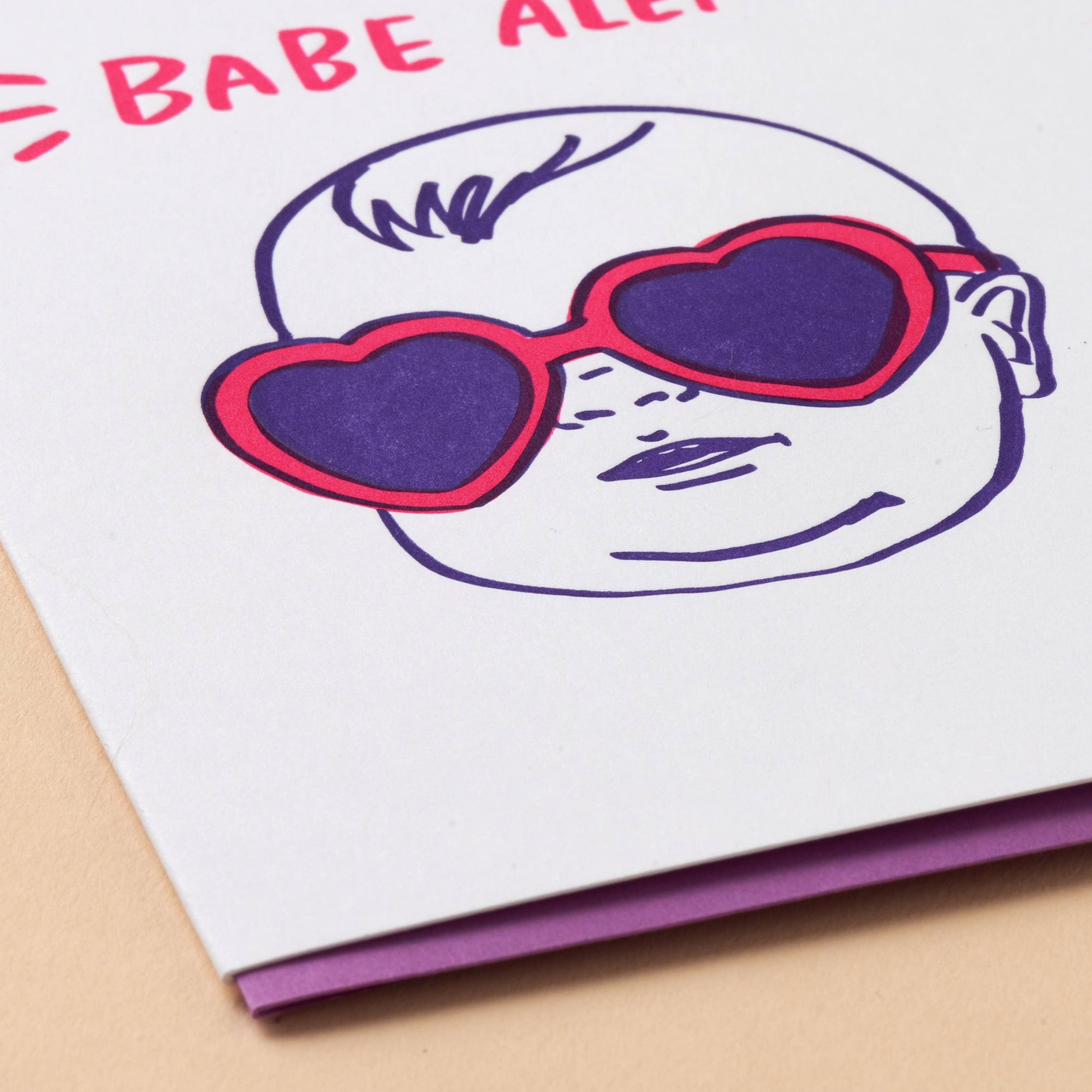 Babe Alert Letterpress Card