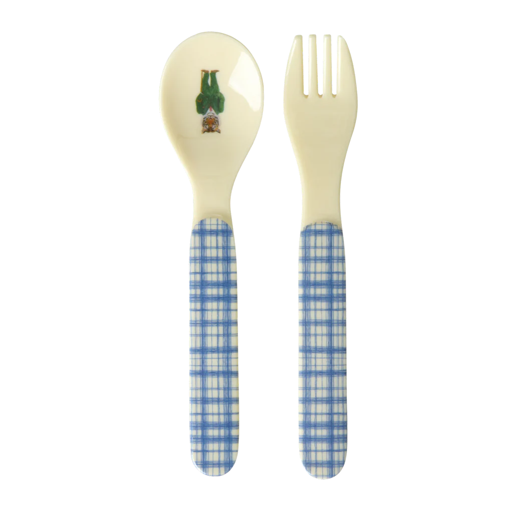 Baby Spoon and Fork - Blue - Nathalie Lété Print