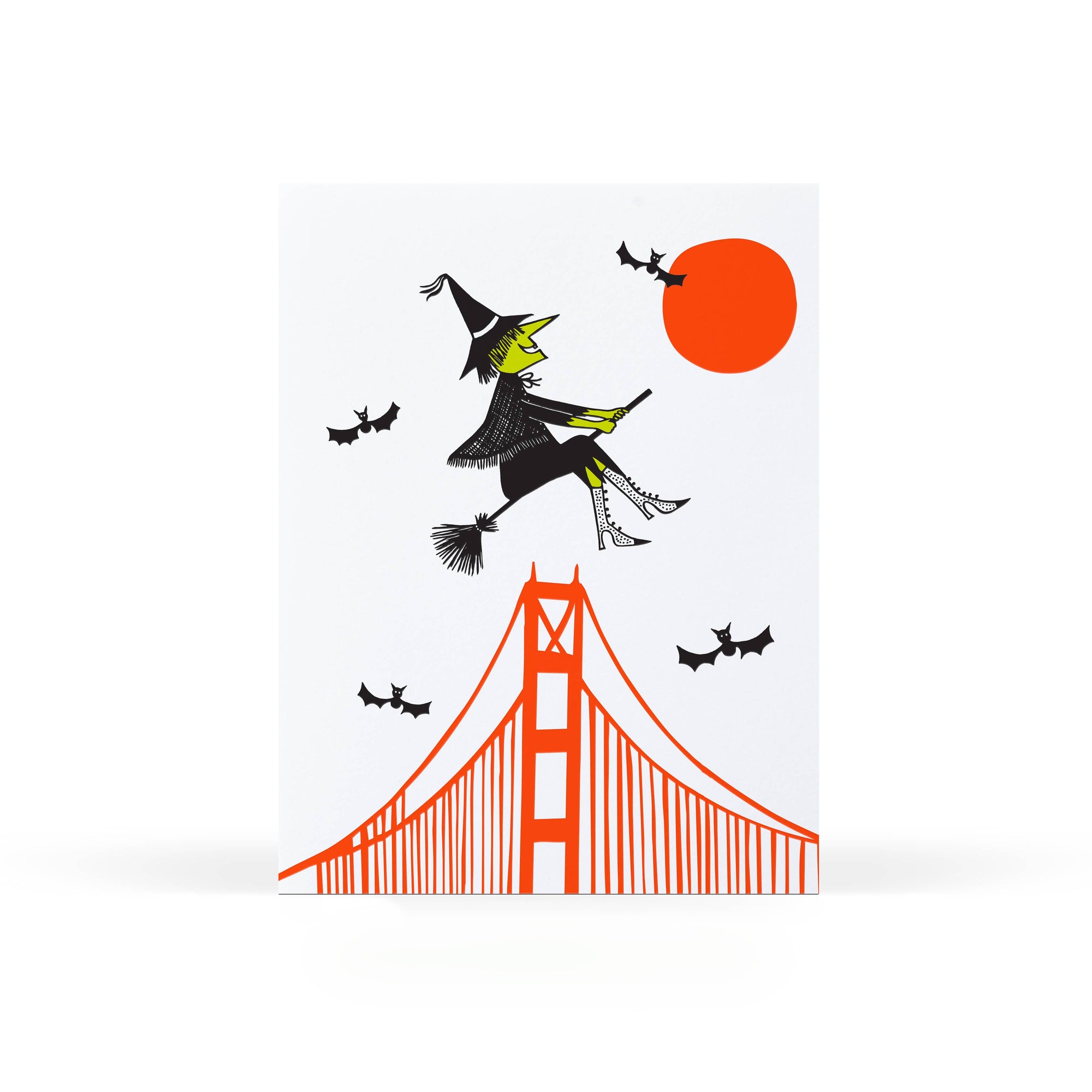 Broomsticks and Bridges Halloween Greeting Card
