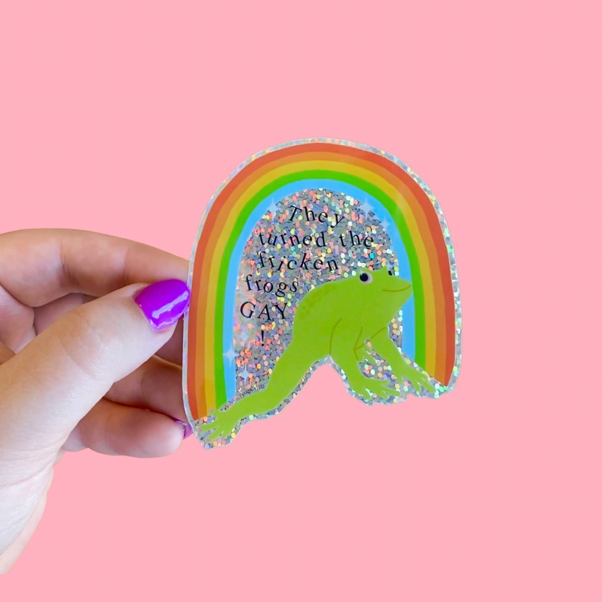 Turn The Frogs Gay Glitter Sticker