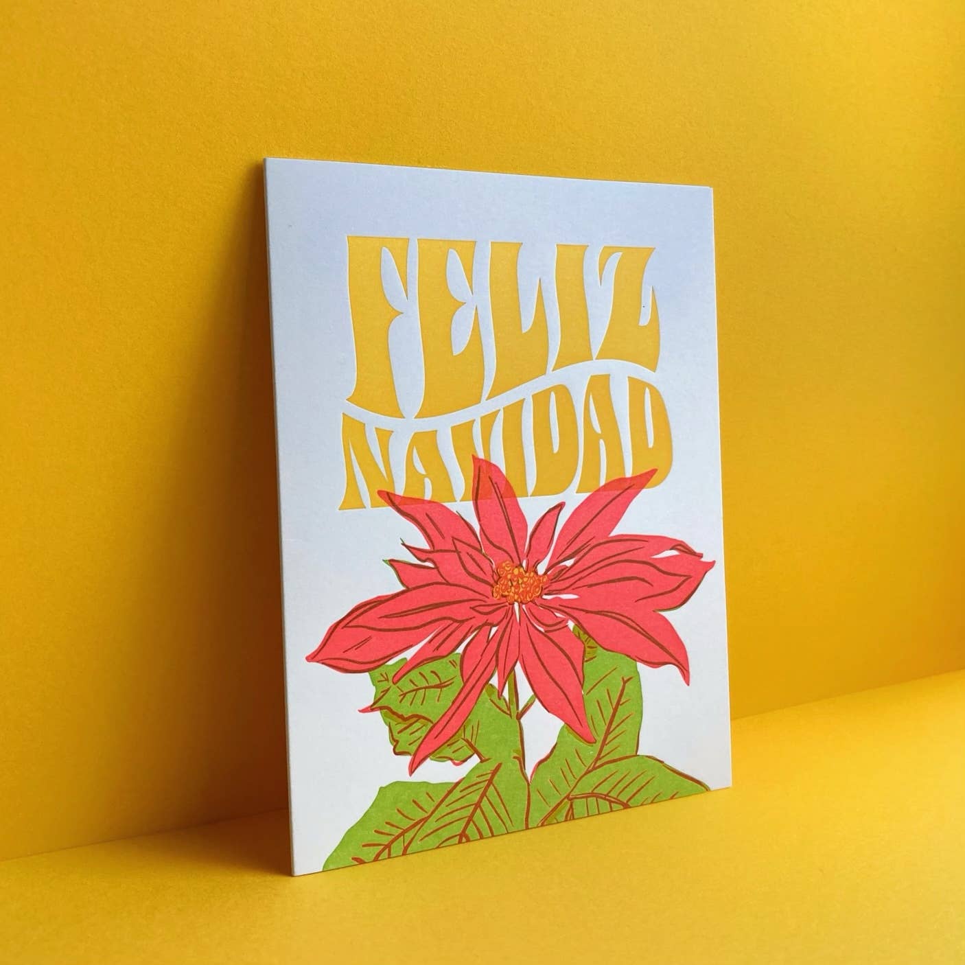 Feliz Navidad Poinsettia - Holiday Letterpress Card