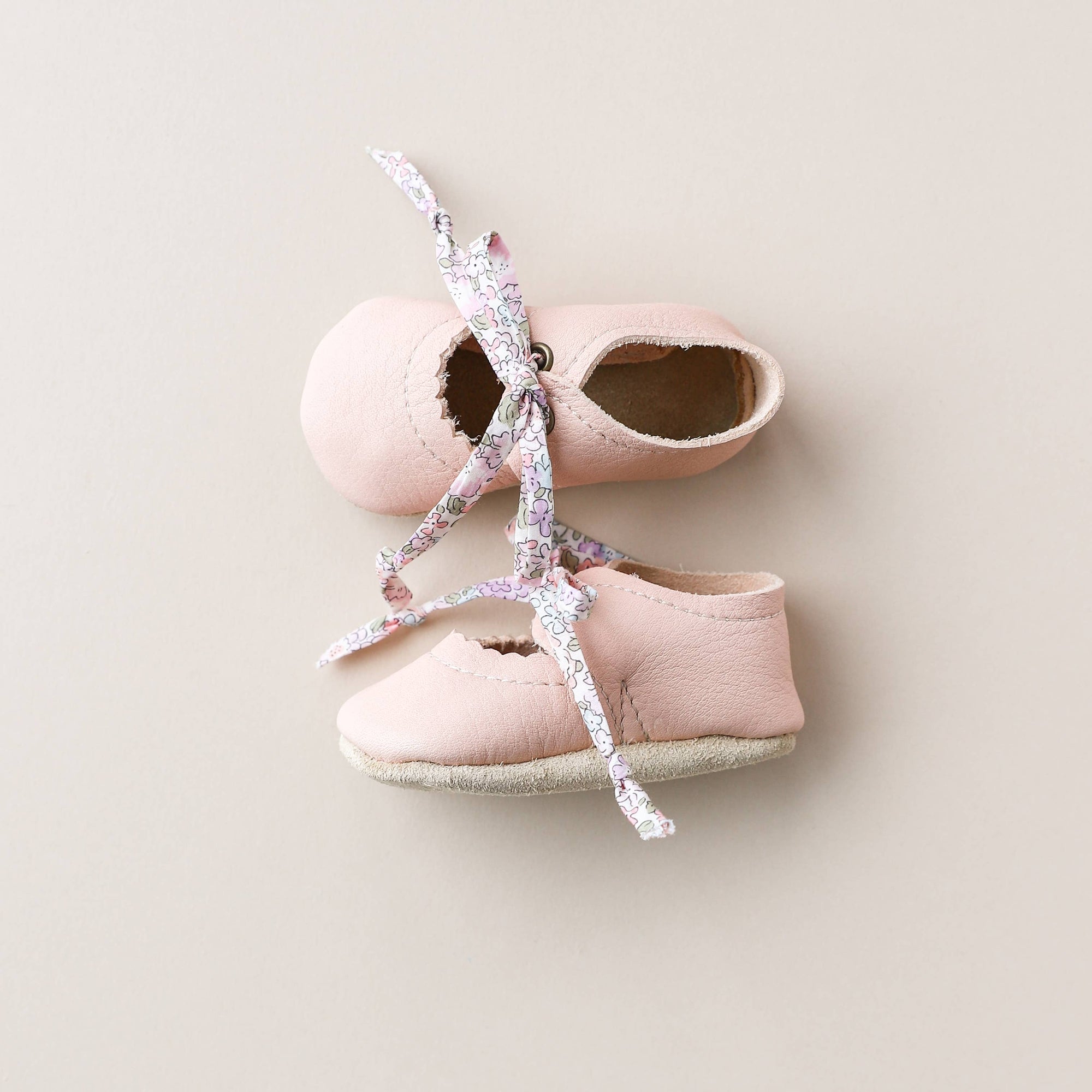 Tie Baby Mary Janes in Blush