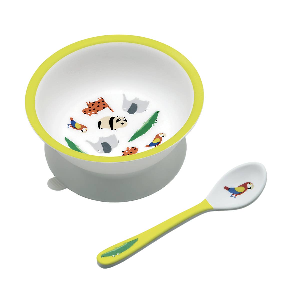 Bowl with Suction Pad and Spoon -Zoo