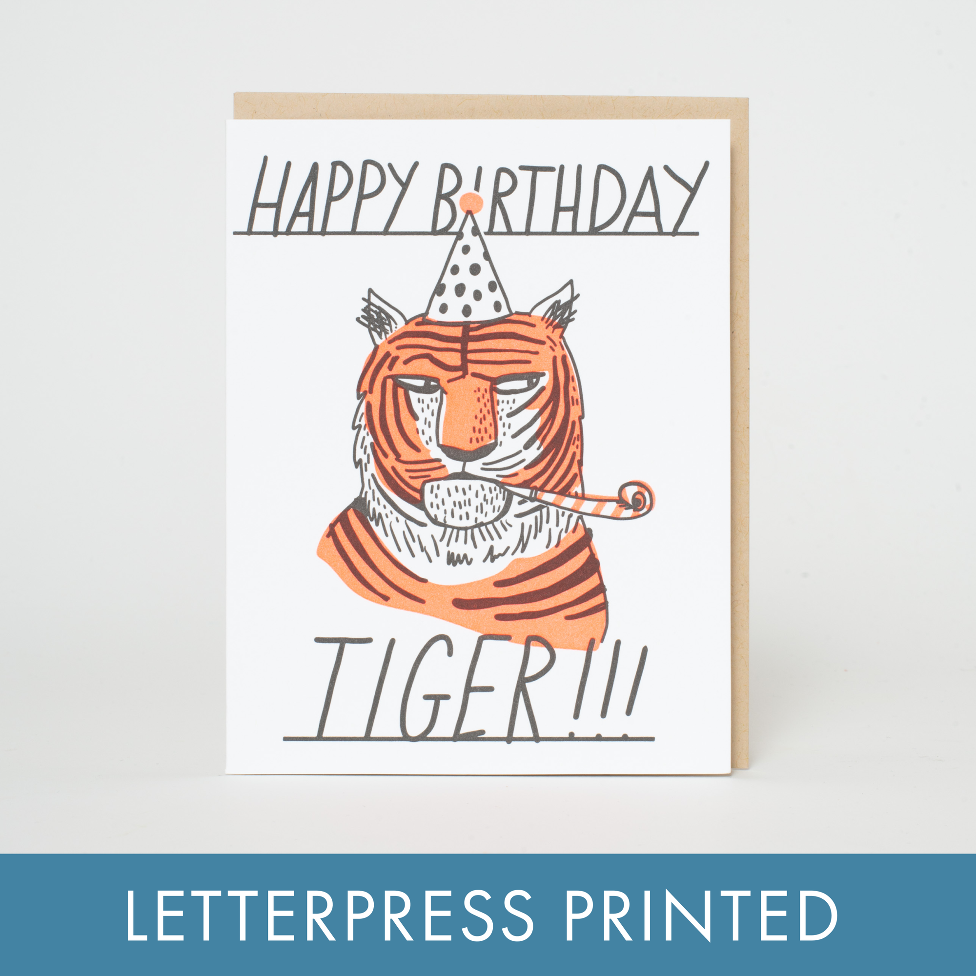 Birthday Tiger Letterpress Card