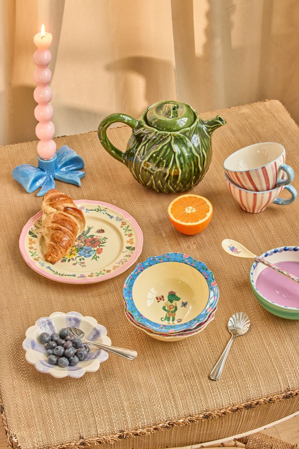 Melamine Vintage Bowl with Nathalie Lété Print - Blue