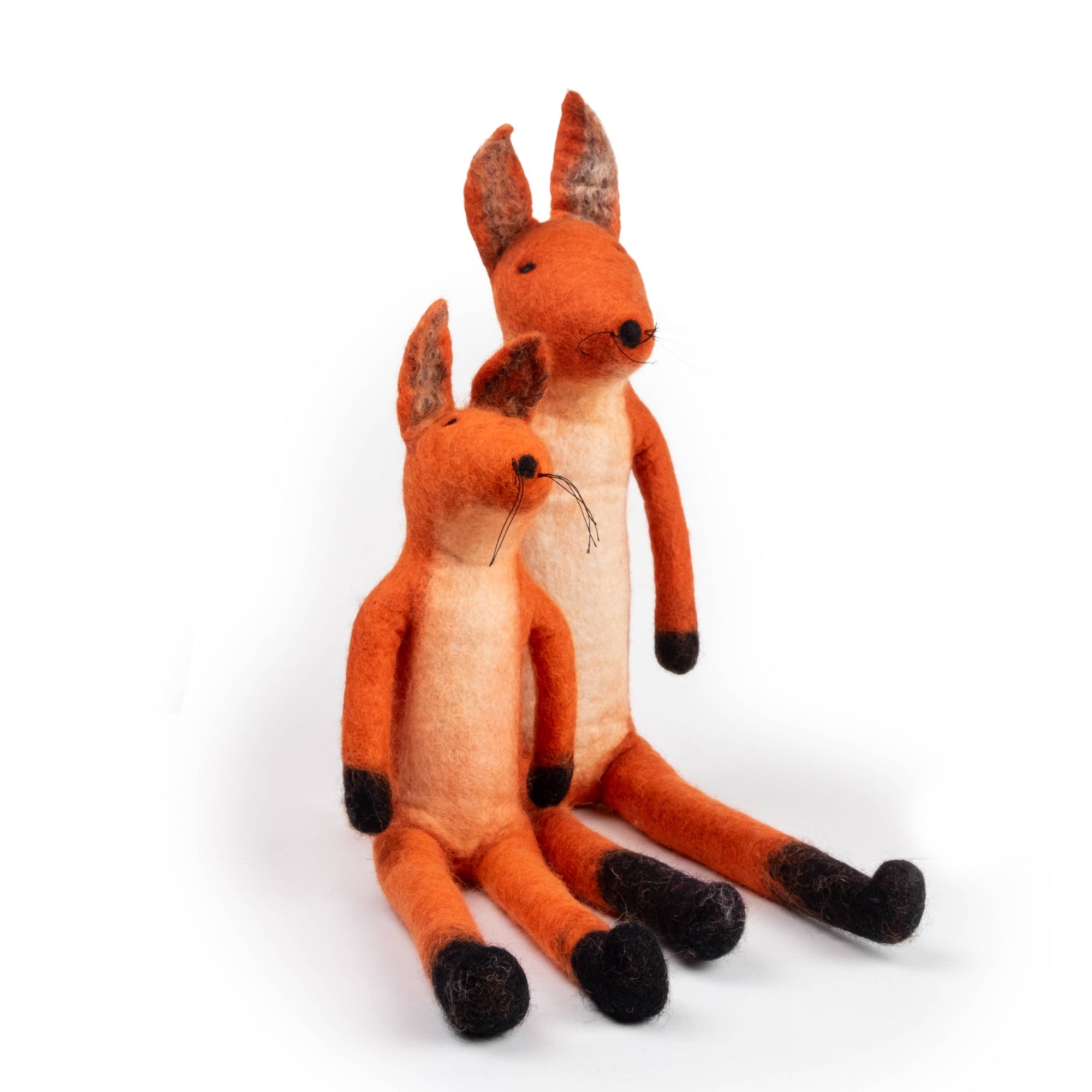 Stuffed fox toy on a white background