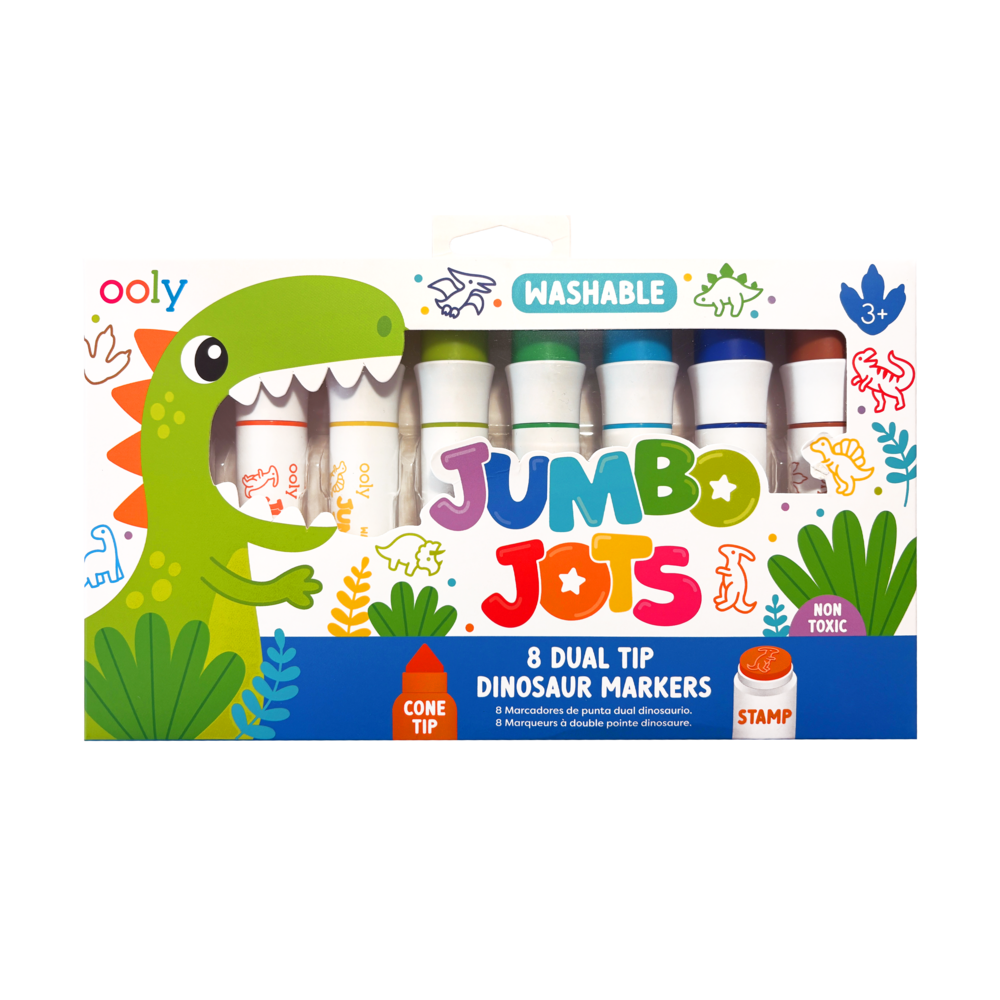 Pack of Ooly Jumbo Jots dinosaur markers on a white background