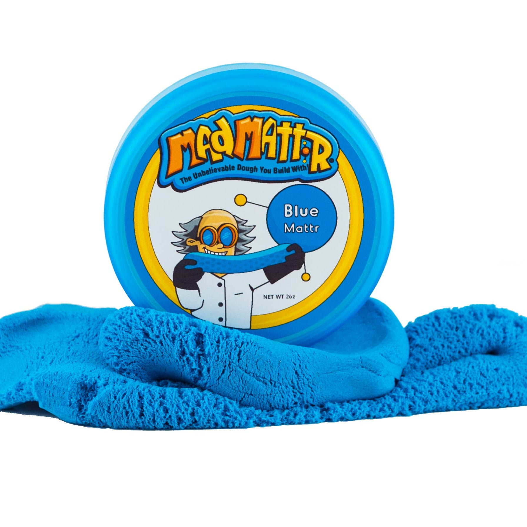 Blue Matter container with a blue towel on a white background